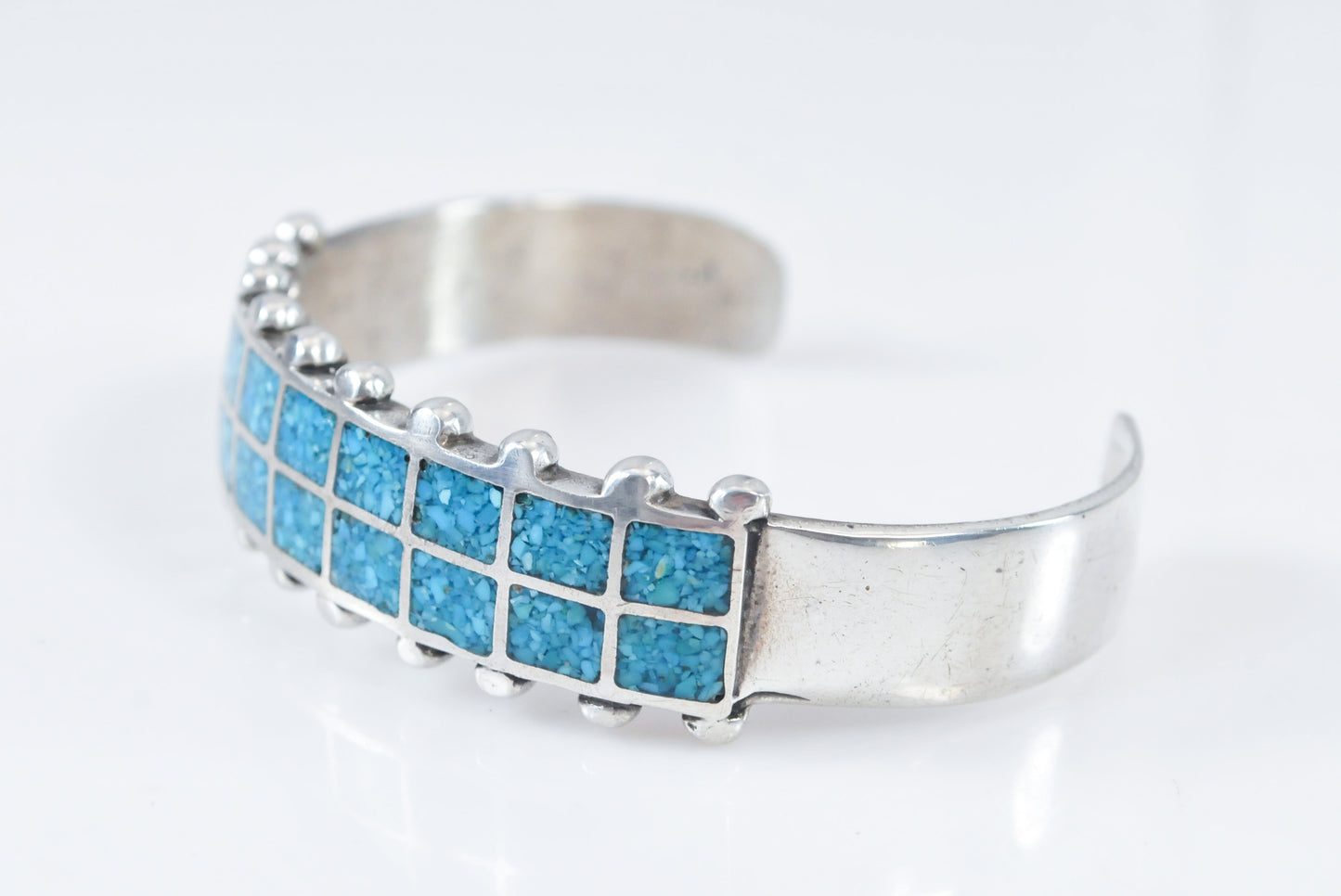 Native American Turquoise Chip Inlay Cuff Bracelet