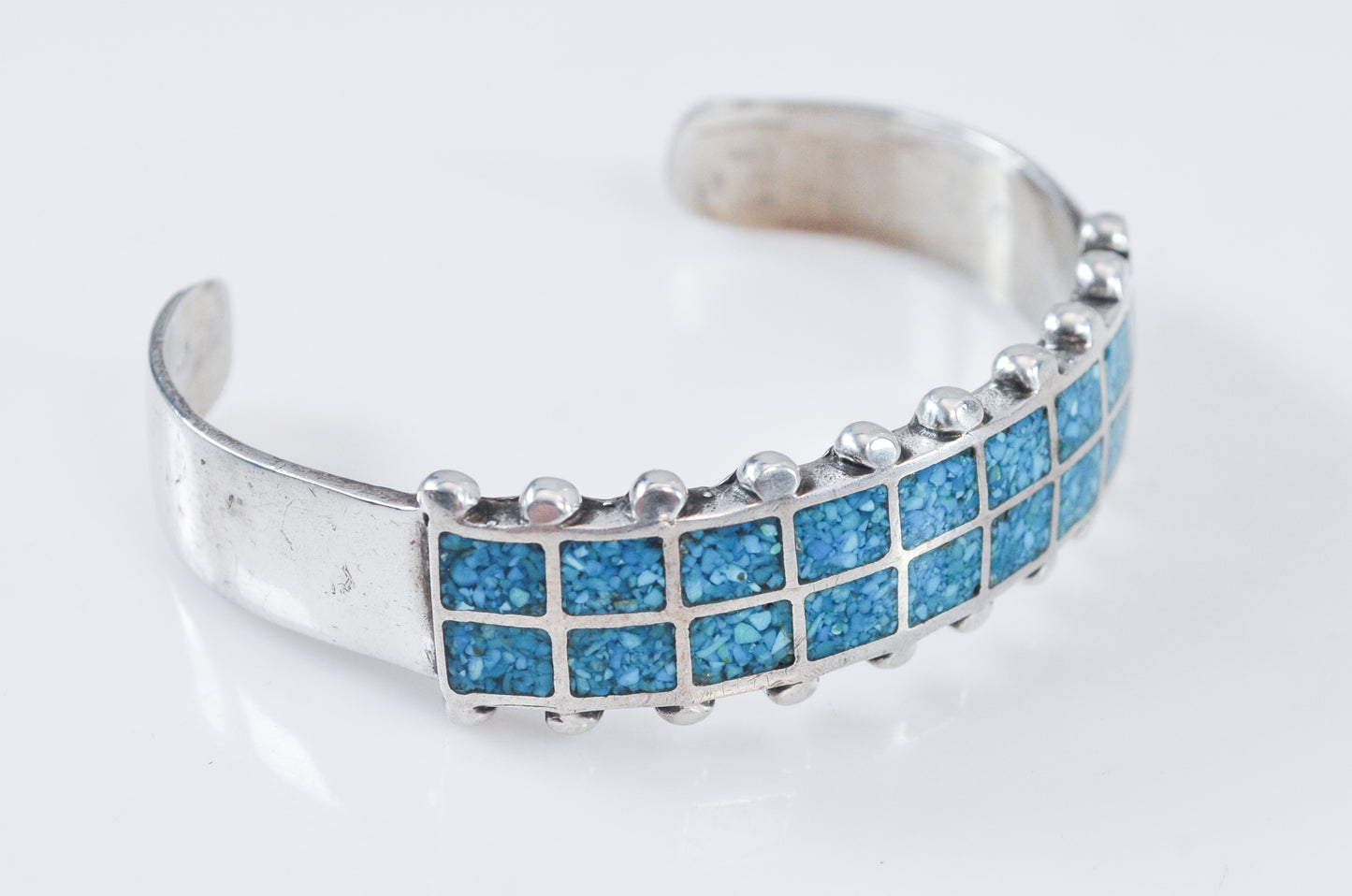Native American Turquoise Chip Inlay Cuff Bracelet
