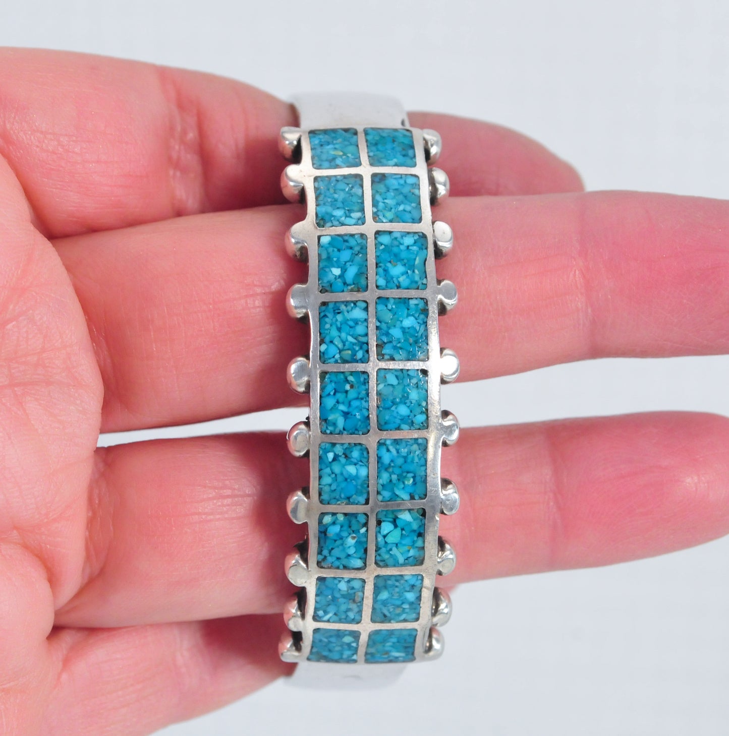 Native American Turquoise Chip Inlay Cuff Bracelet