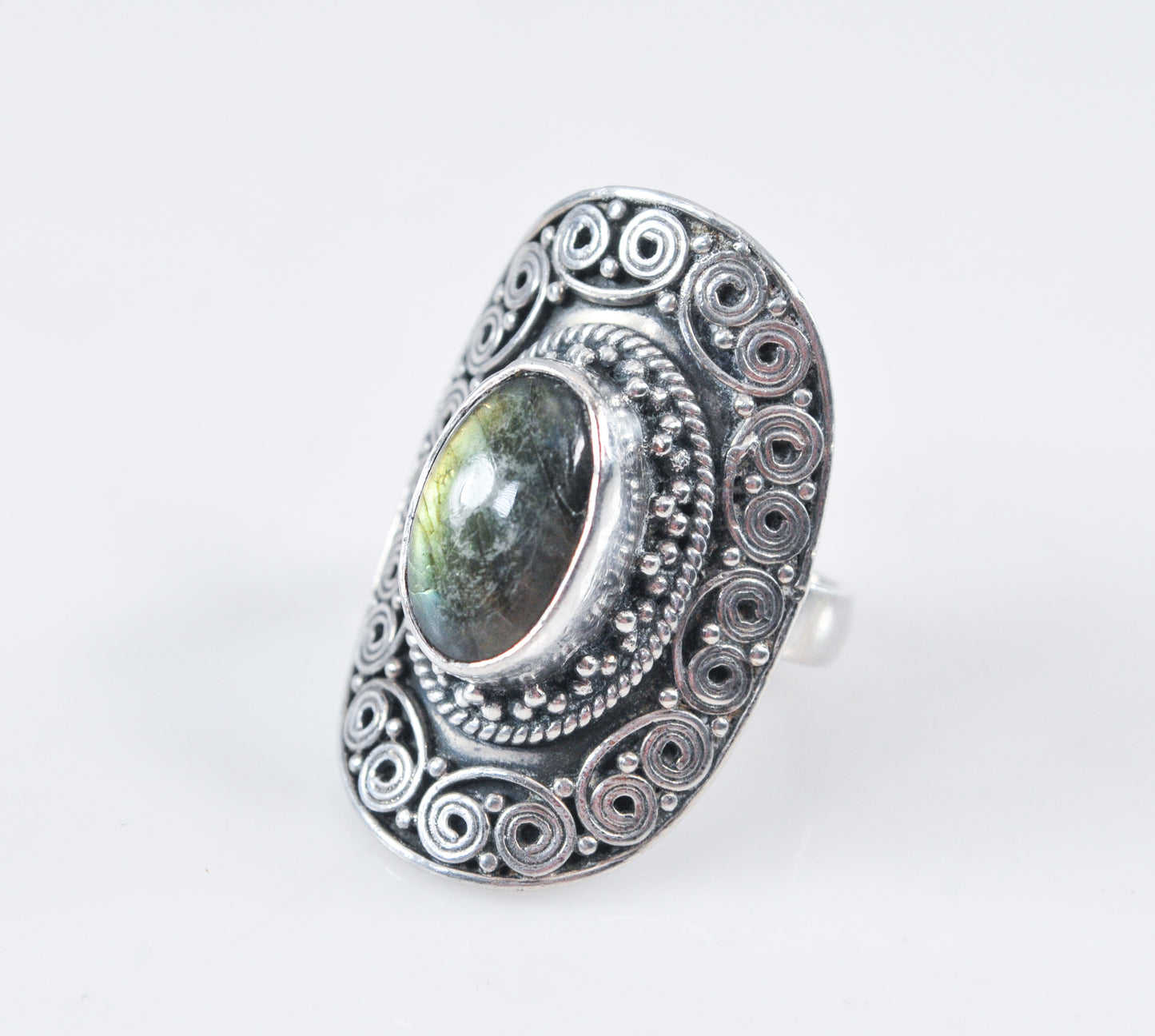 Sterling Silver Green Labradorite Ring