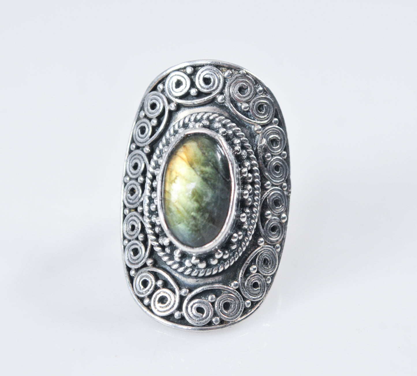 Sterling Silver Green Labradorite Ring