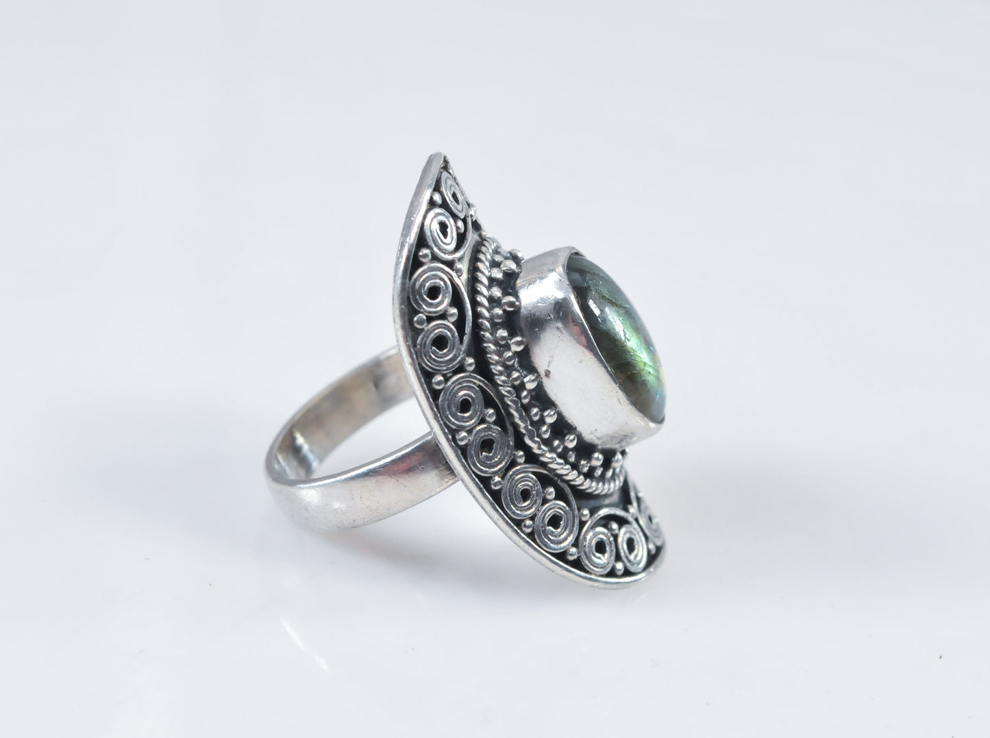 Sterling Silver Green Labradorite Ring