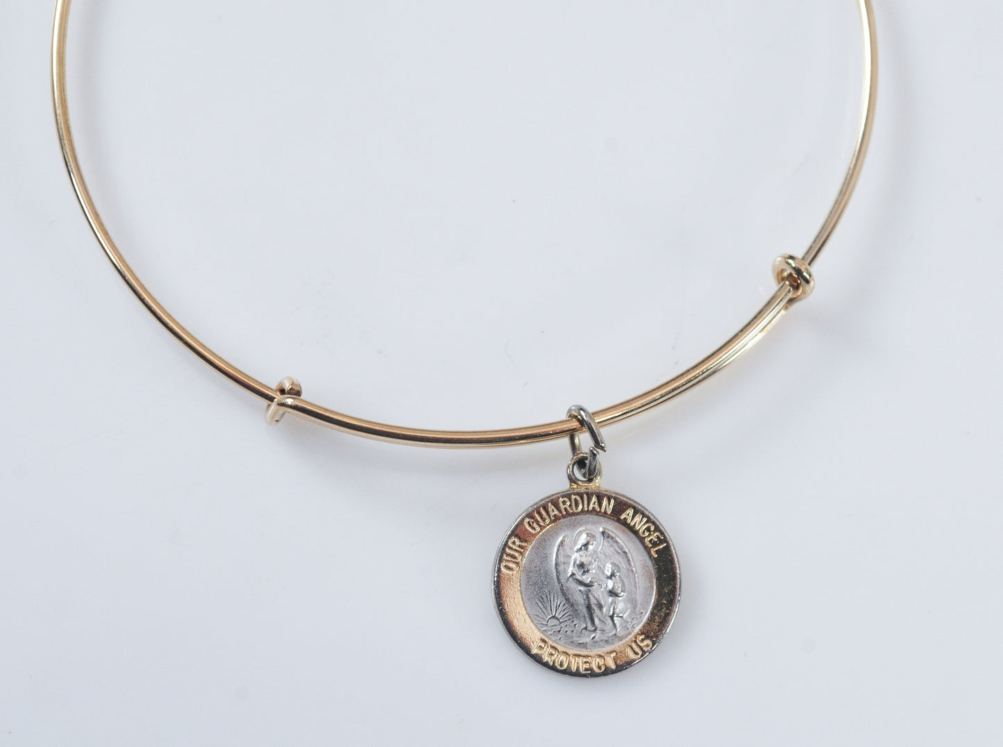 Alex and Ani Gold Filled Bangle Bracelet with 925 Guradian Angel Charm