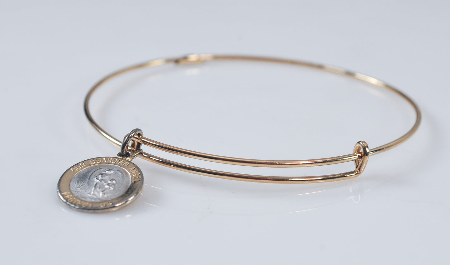 Alex and Ani Gold Filled Bangle Bracelet with 925 Guradian Angel Charm