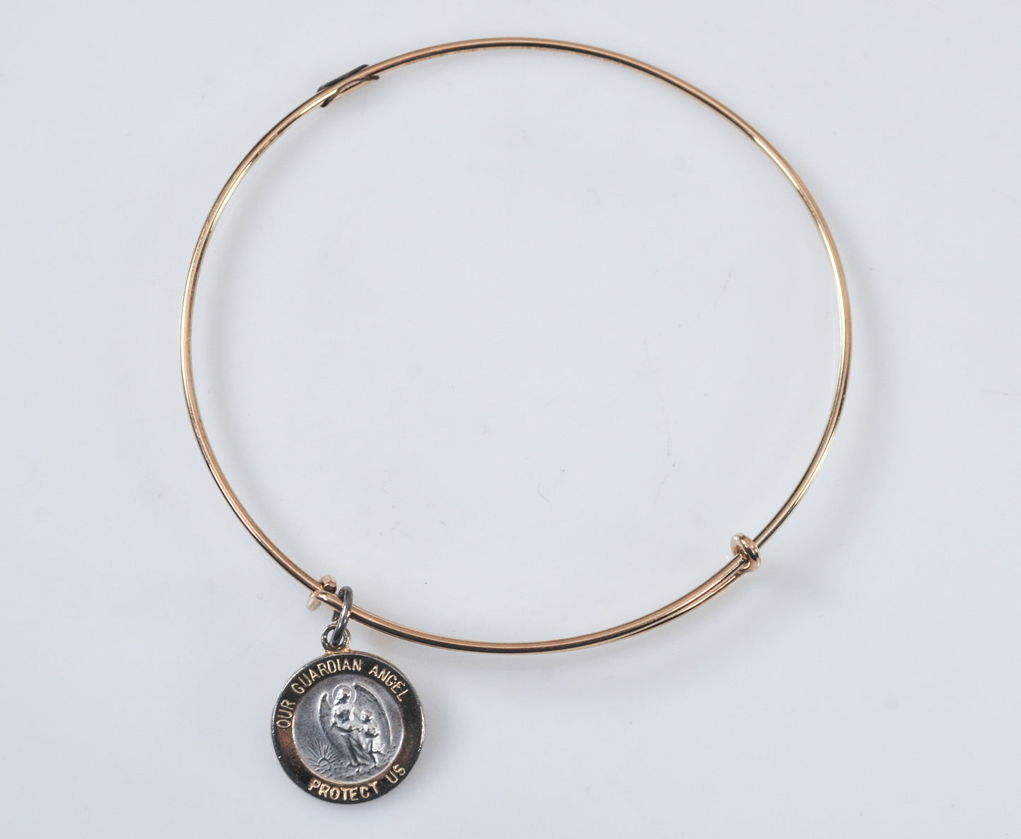 Alex and Ani Gold Filled Bangle Bracelet with 925 Guradian Angel Charm