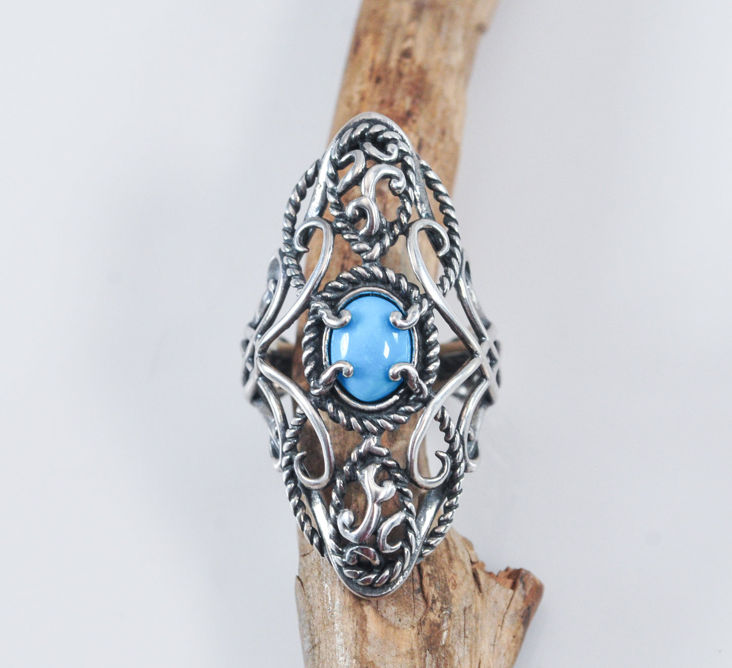 Carolyn Pollack Long Turquoise Sterling Silver Ring