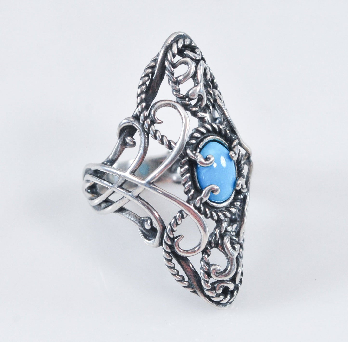 Carolyn Pollack Long Turquoise Sterling Silver Ring