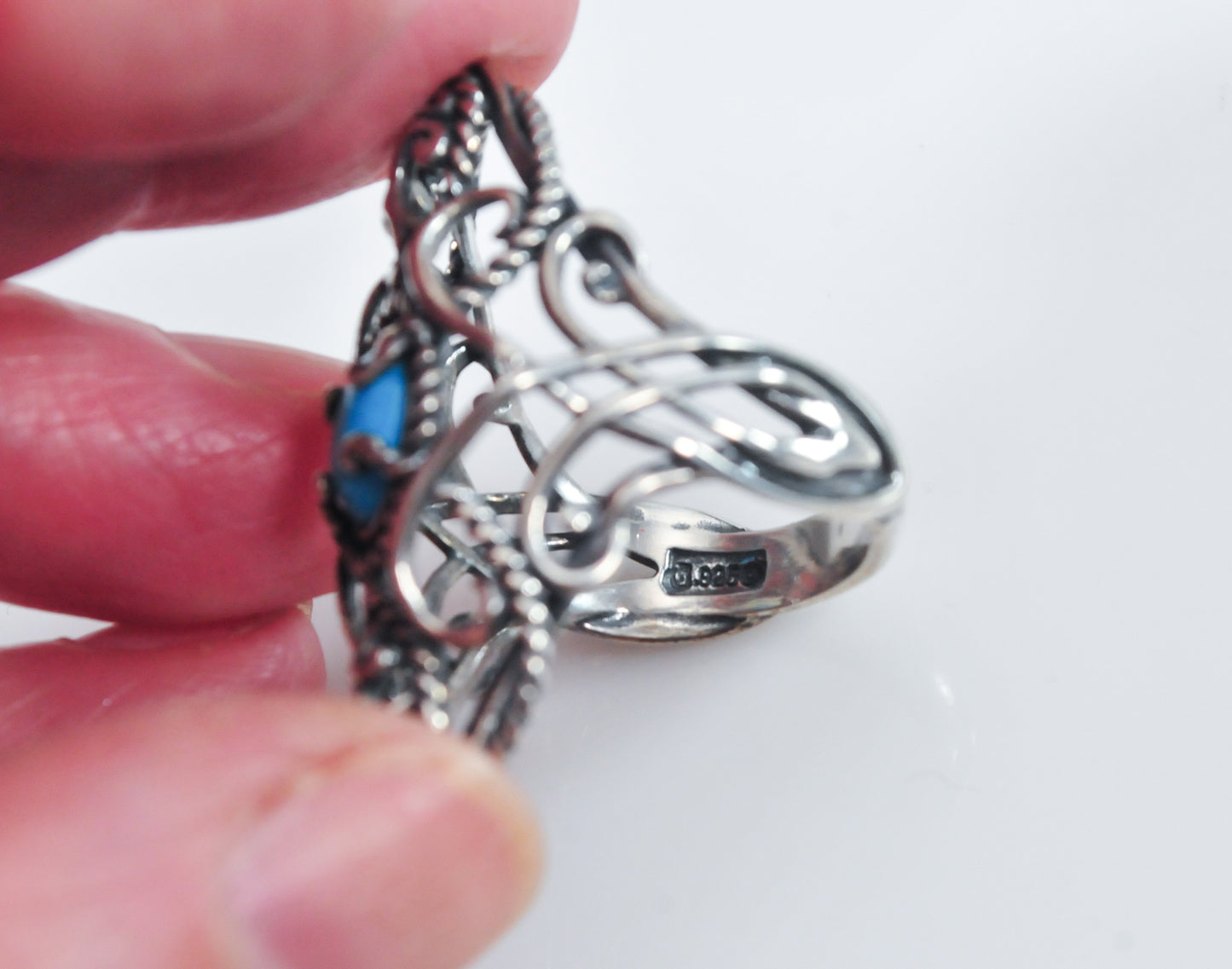 Carolyn Pollack Long Turquoise Sterling Silver Ring