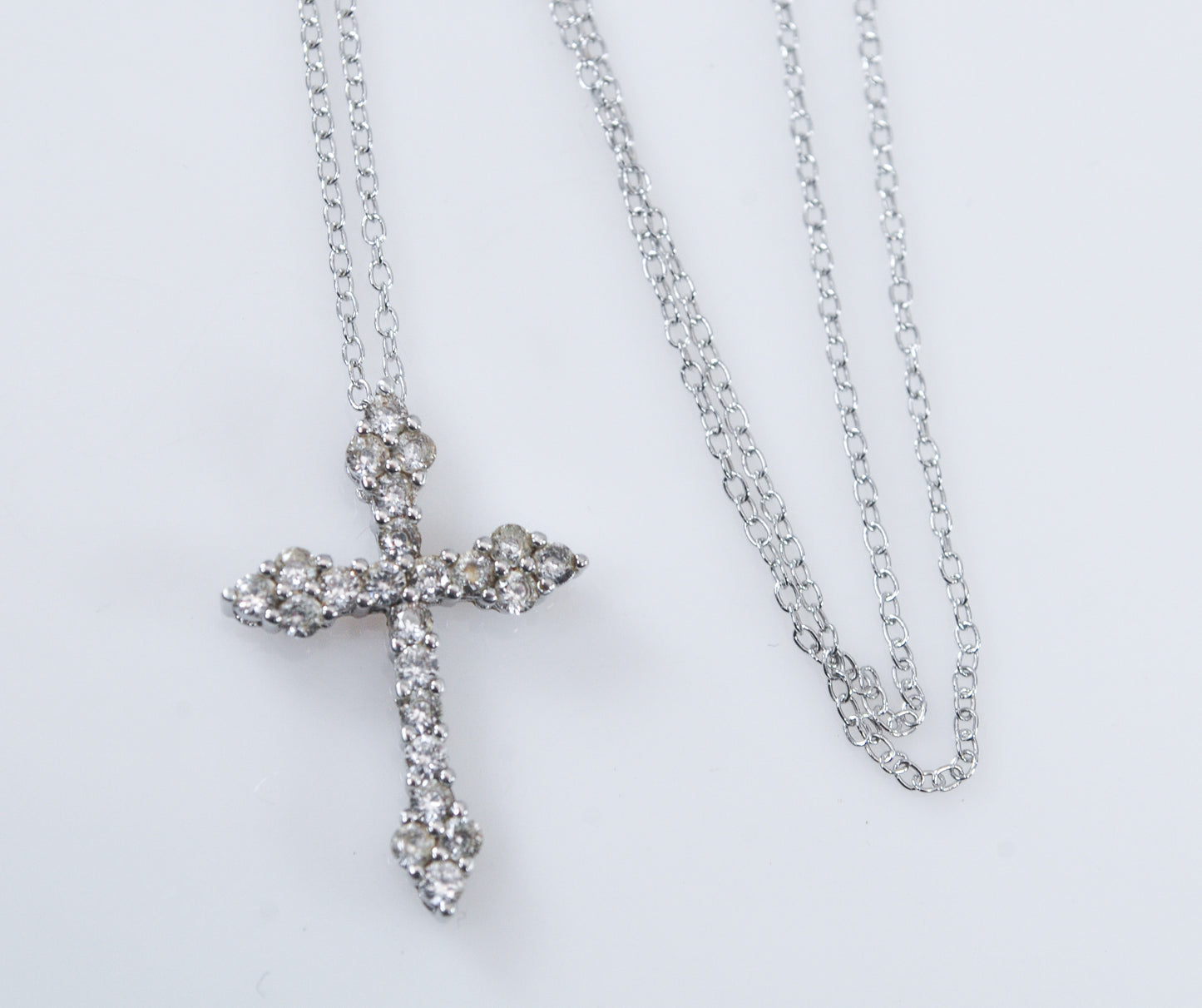 Sterling Silver White Sapphire Cross Necklace