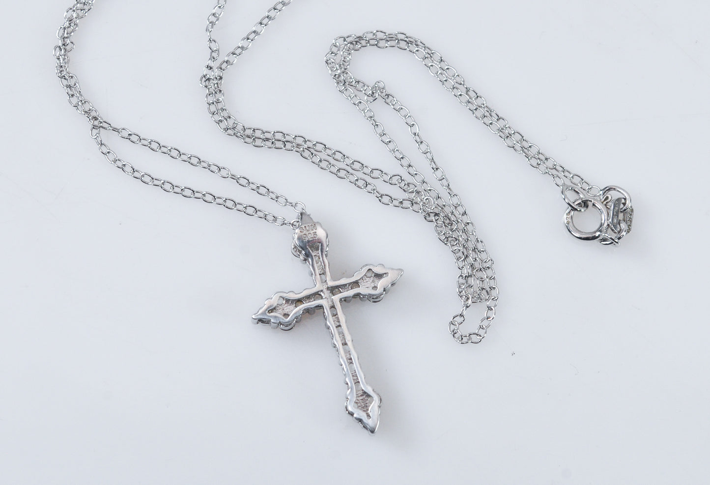 Sterling Silver White Sapphire Cross Necklace
