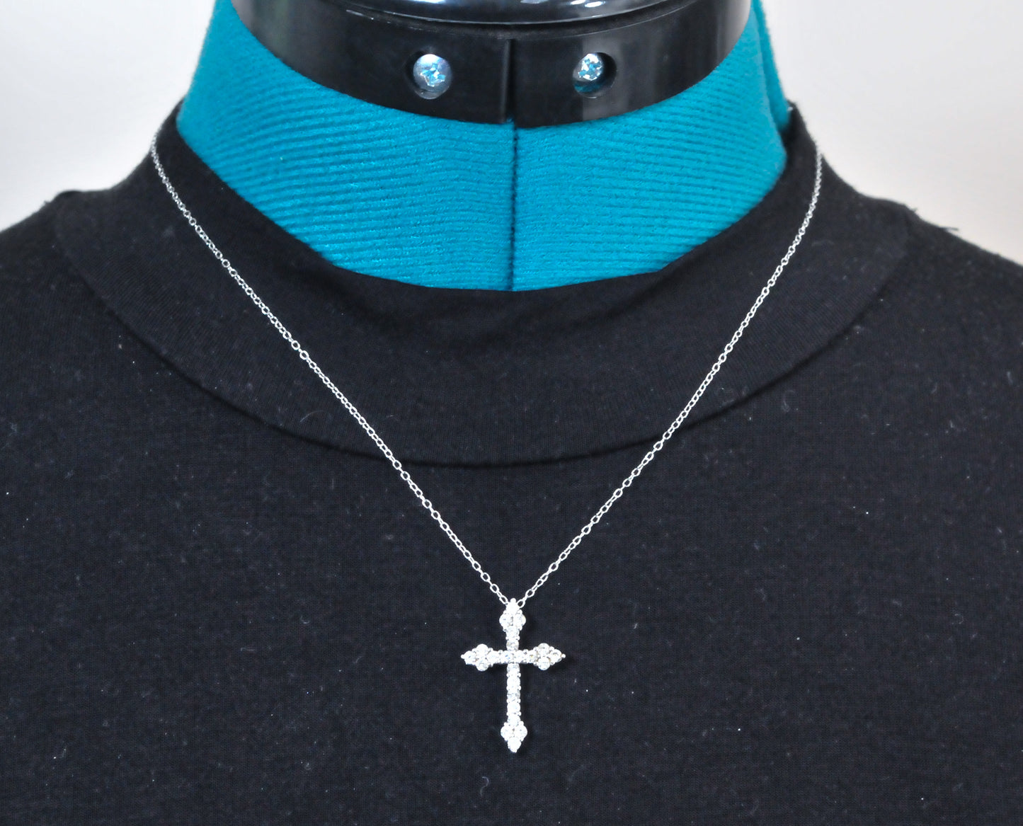 Sterling Silver White Sapphire Cross Necklace