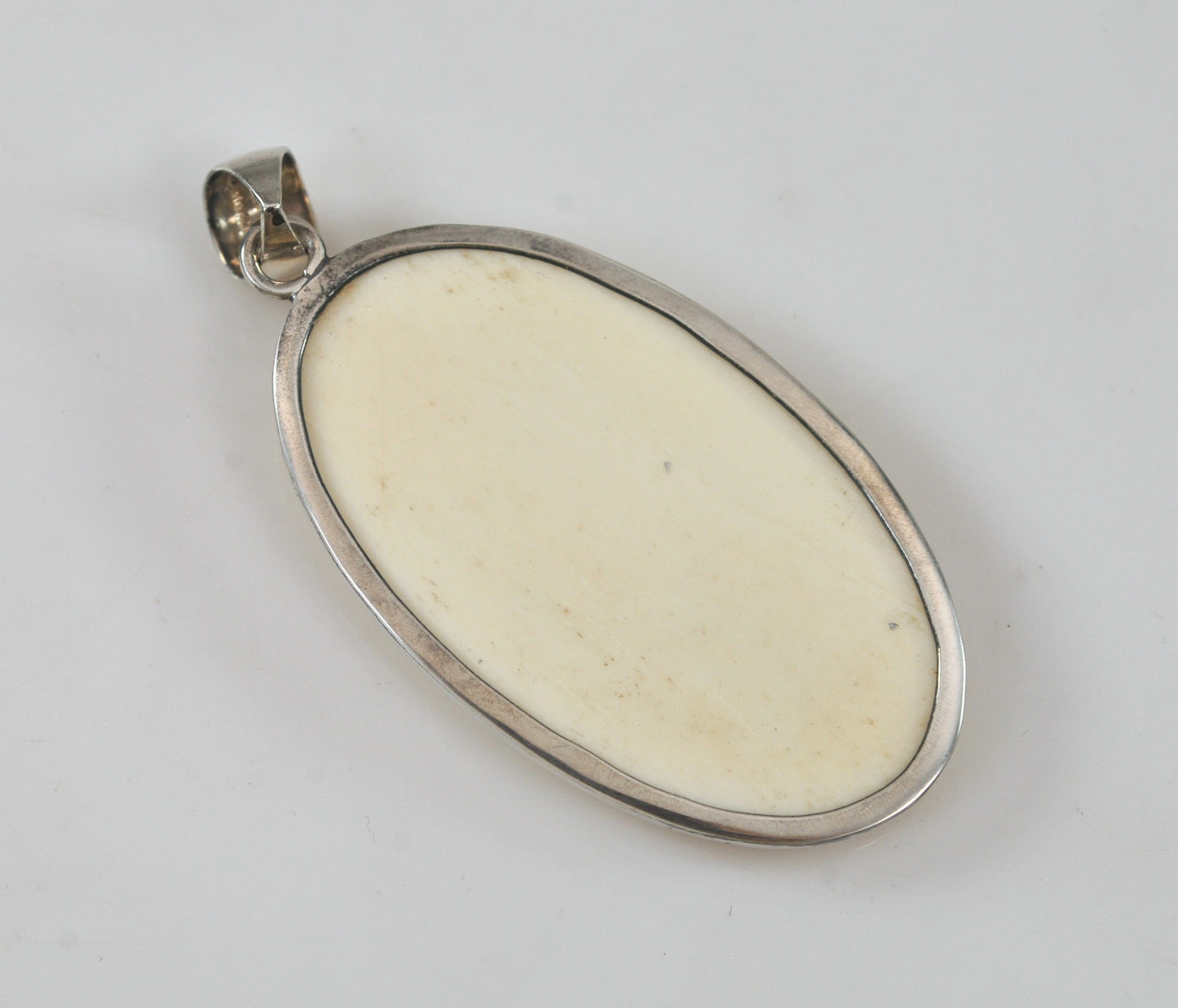 Charles Albert Fine Silver Carved Bone Mermaid Pendant