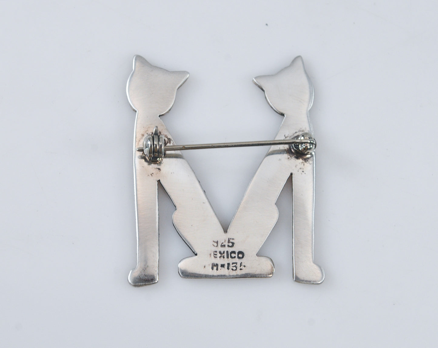 Taxco Sterling Silver Initial M Cat Brooch