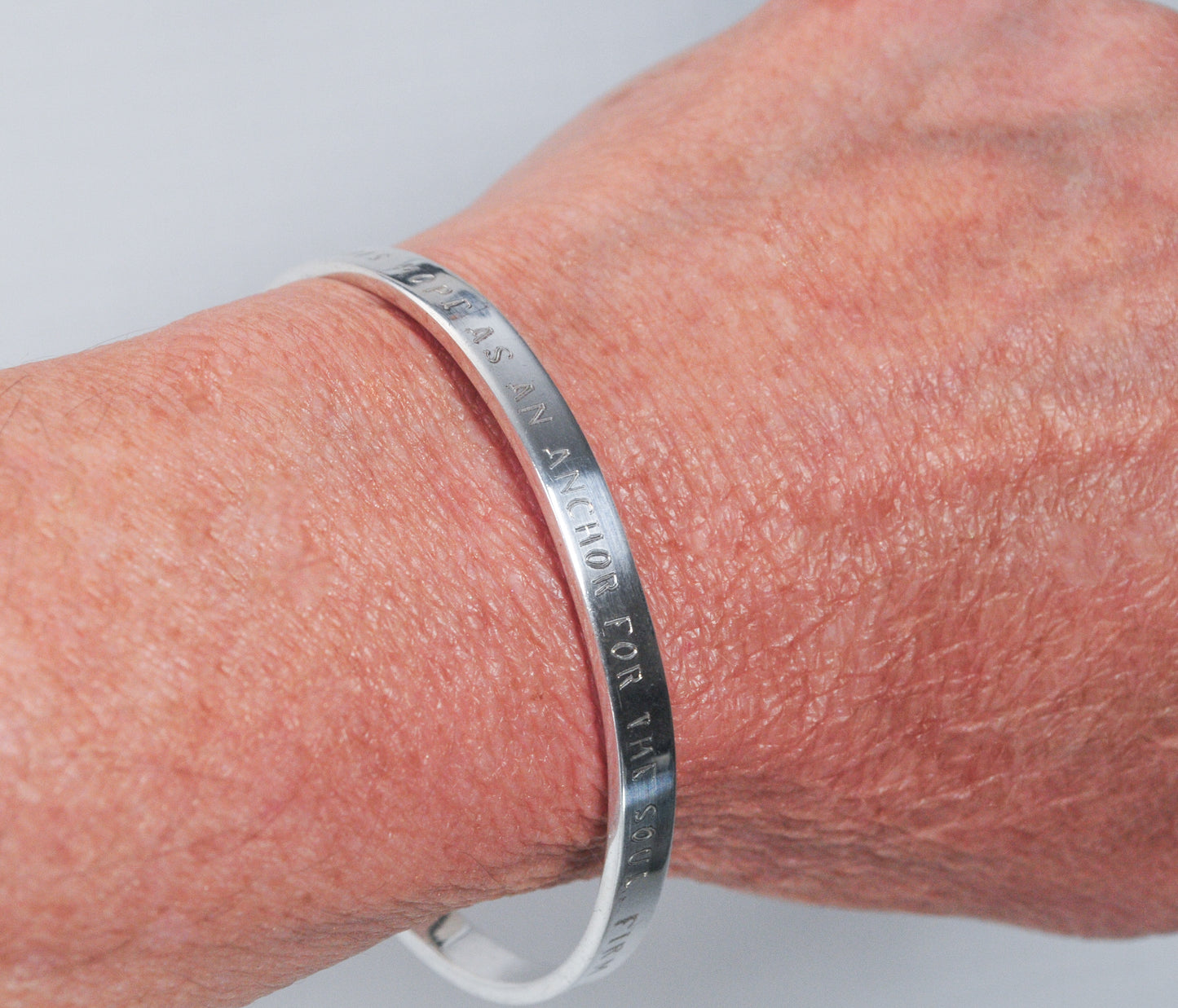 Signed Sterling Silver Bible Quote Cuff Bracelet