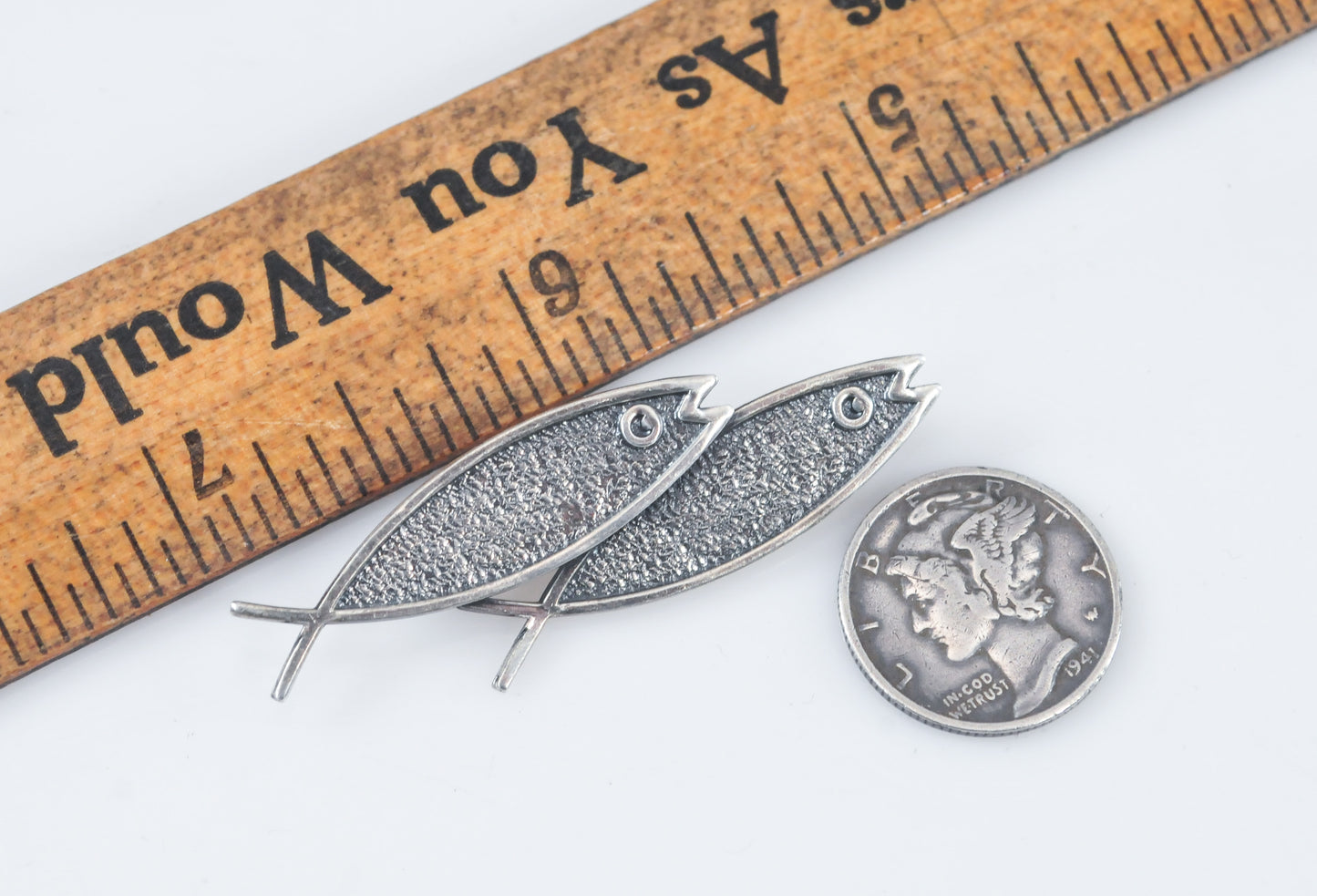 Beau Sterling Silver Ichthys Fish Brooch