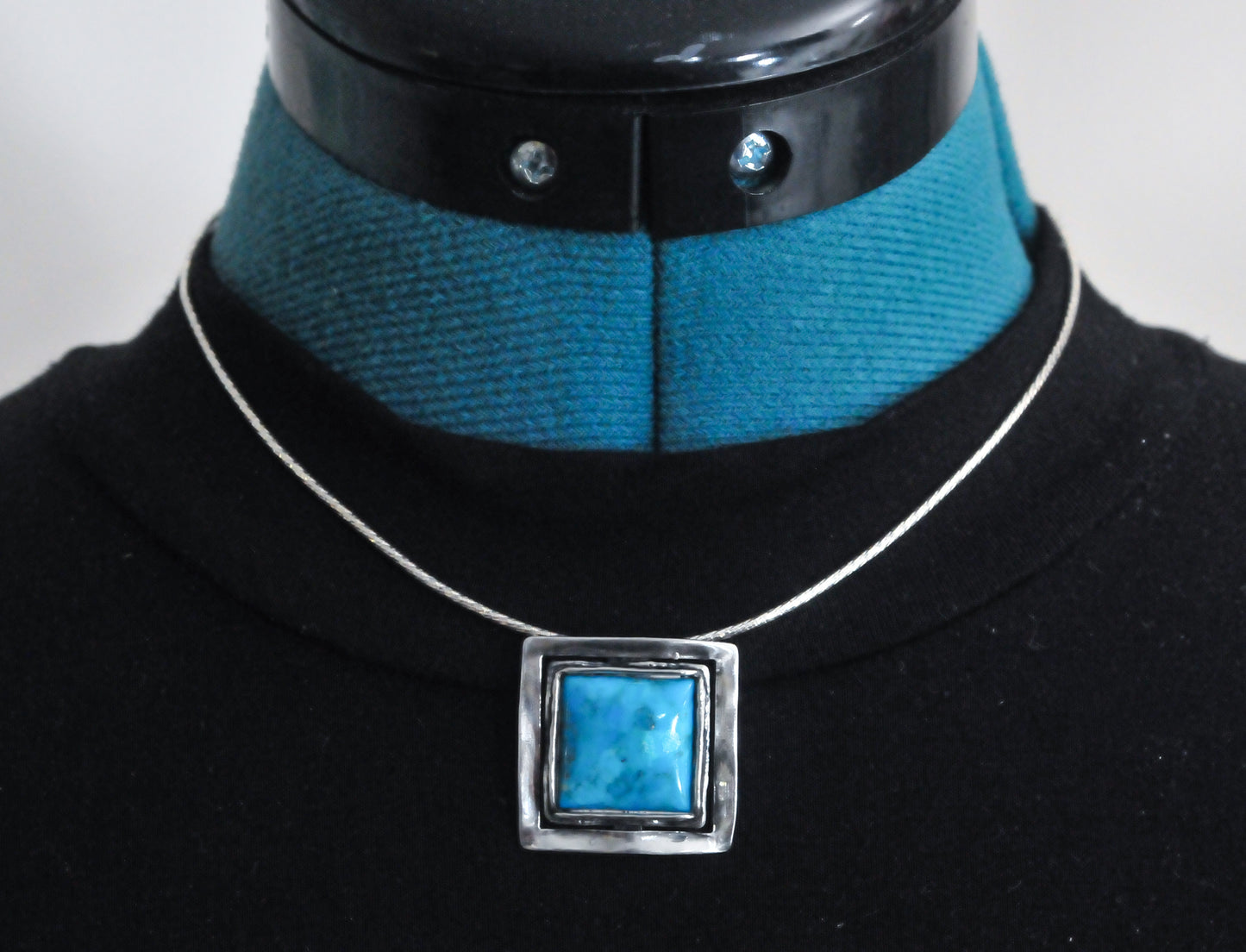 Silpada Sterling Silver Square Hammered Turquoise Necklace