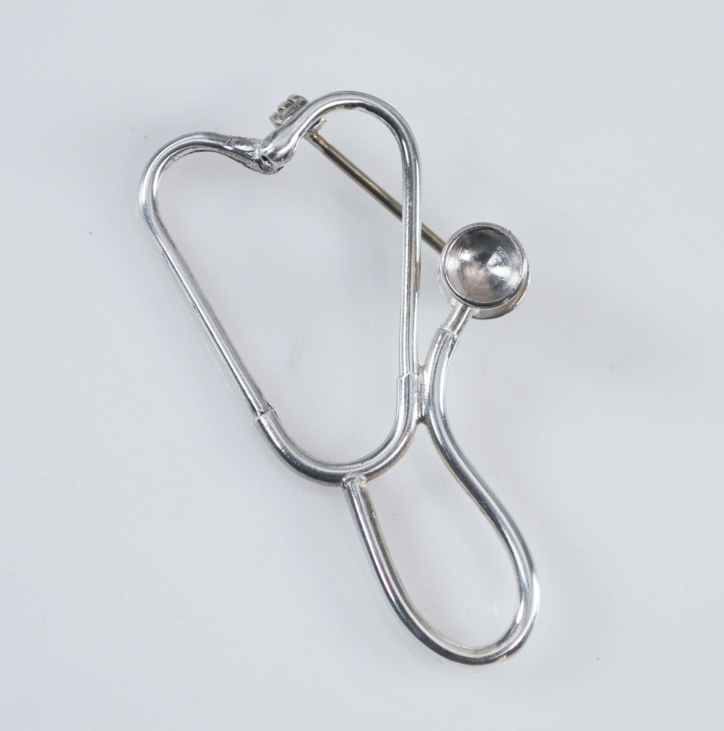 Sterling Silver Stethoscope Brooch