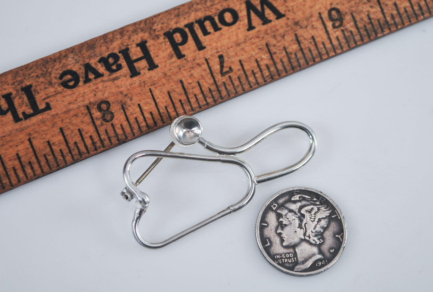 Sterling Silver Stethoscope Brooch