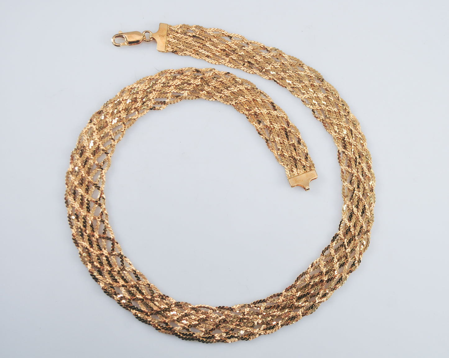 925 Italy Gold over Sterling Silver Braided Necklace