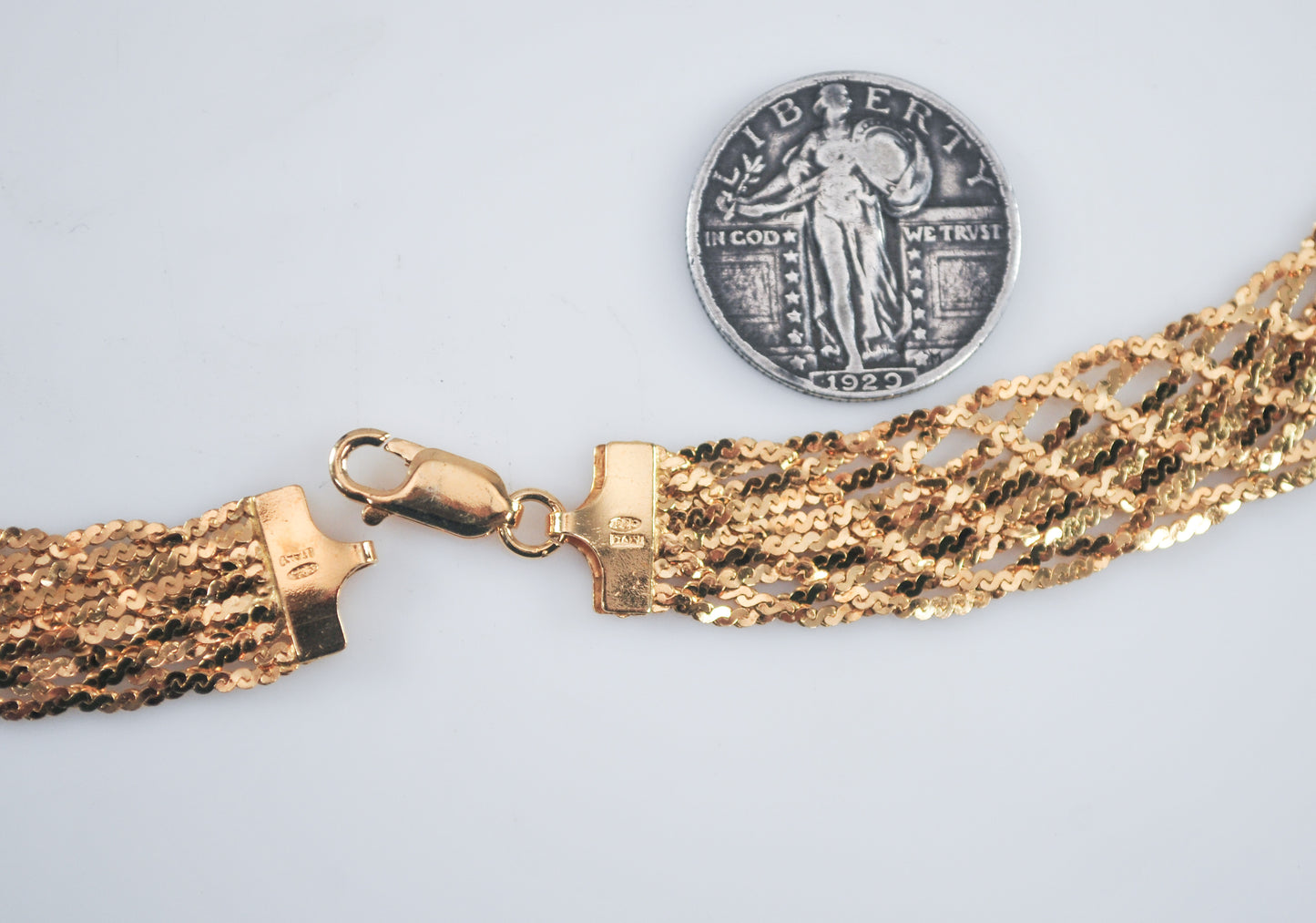 925 Italy Gold over Sterling Silver Braided Necklace