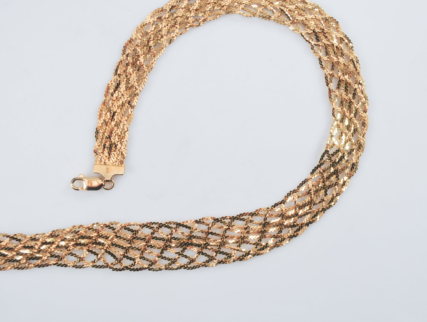 925 Italy Gold over Sterling Silver Braided Necklace