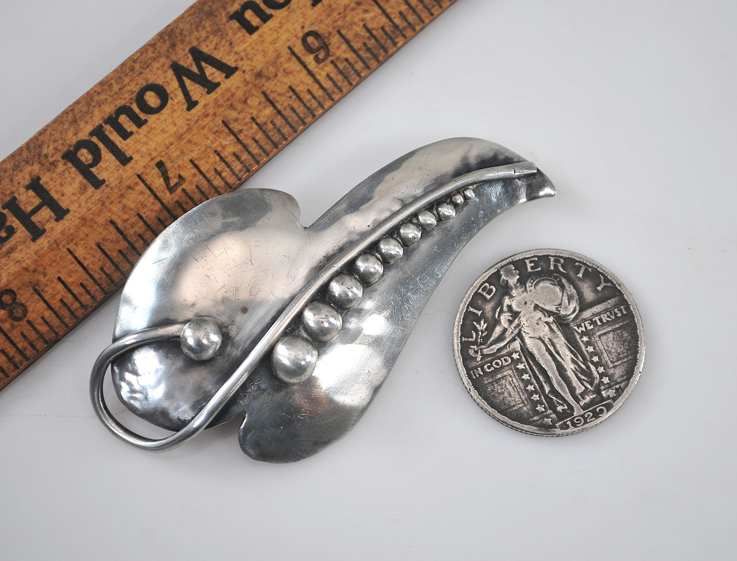 Vintage 925 Sterling Silver Leaf Brooch