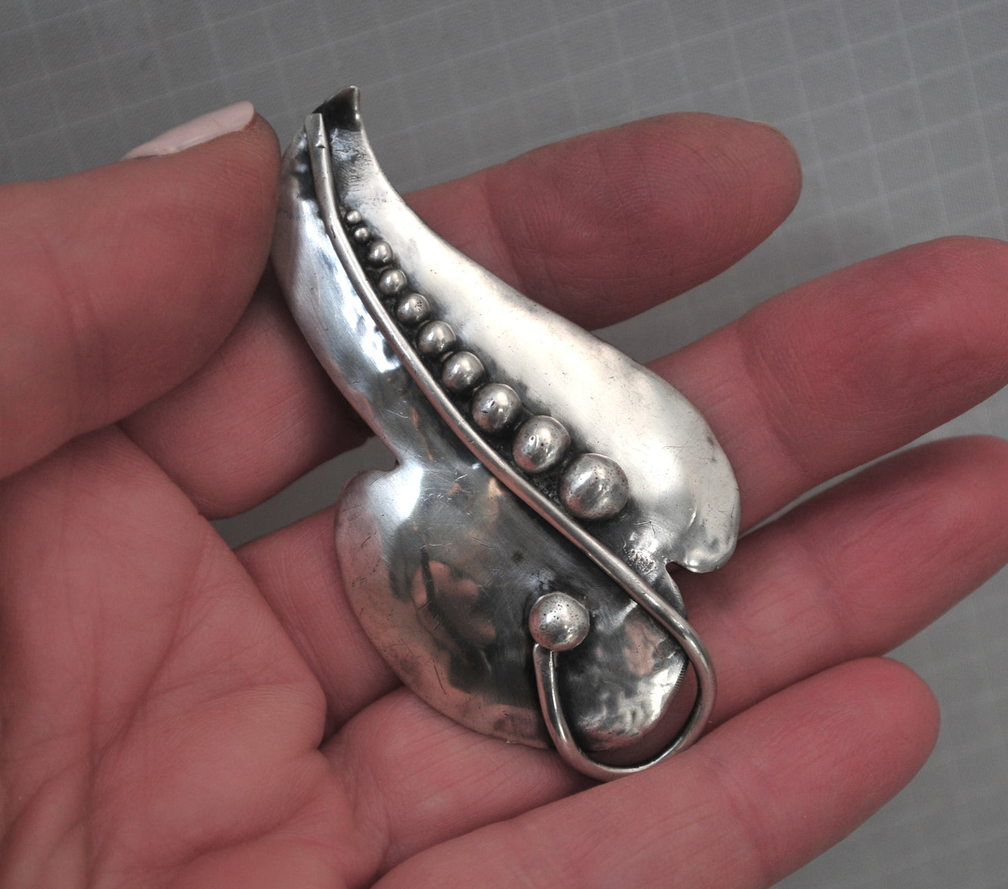 Vintage 925 Sterling Silver Leaf Brooch