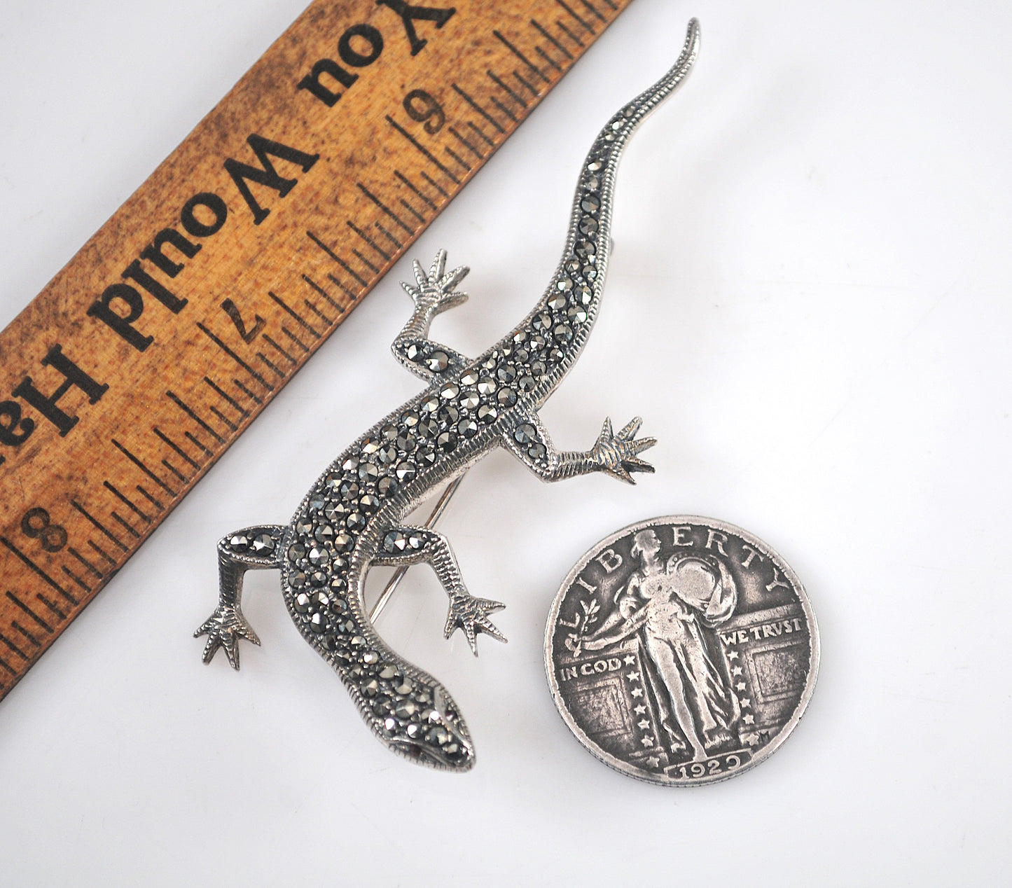 Vintage Germany Sterling Silver Lizard Brooch