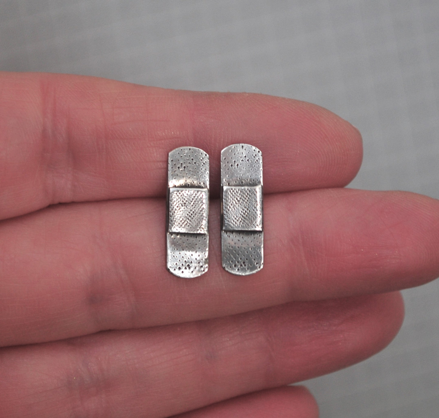 Sterling Silver Band-Aid Earrings