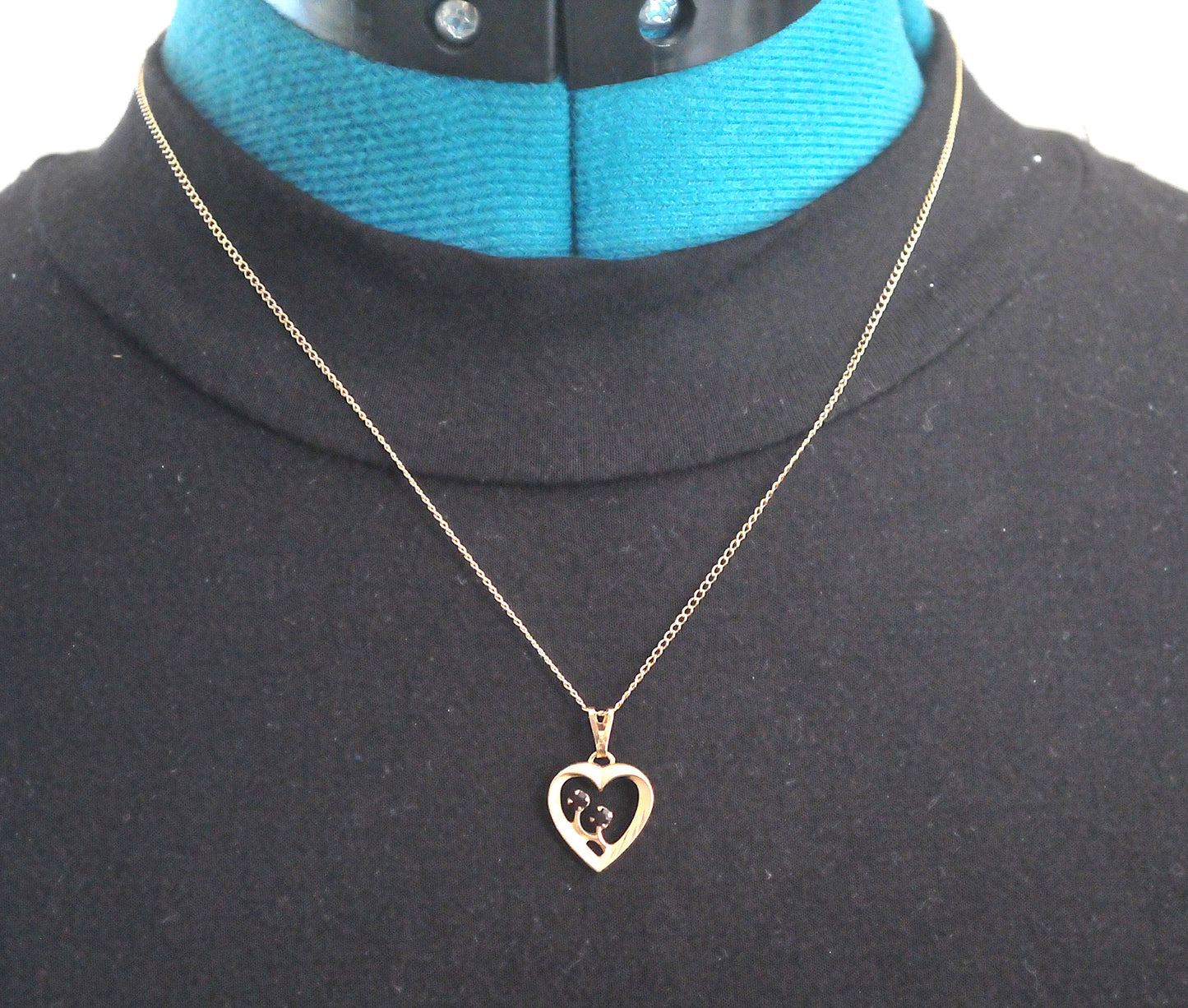 Vintage Gold Filled Garnet Heart Necklace