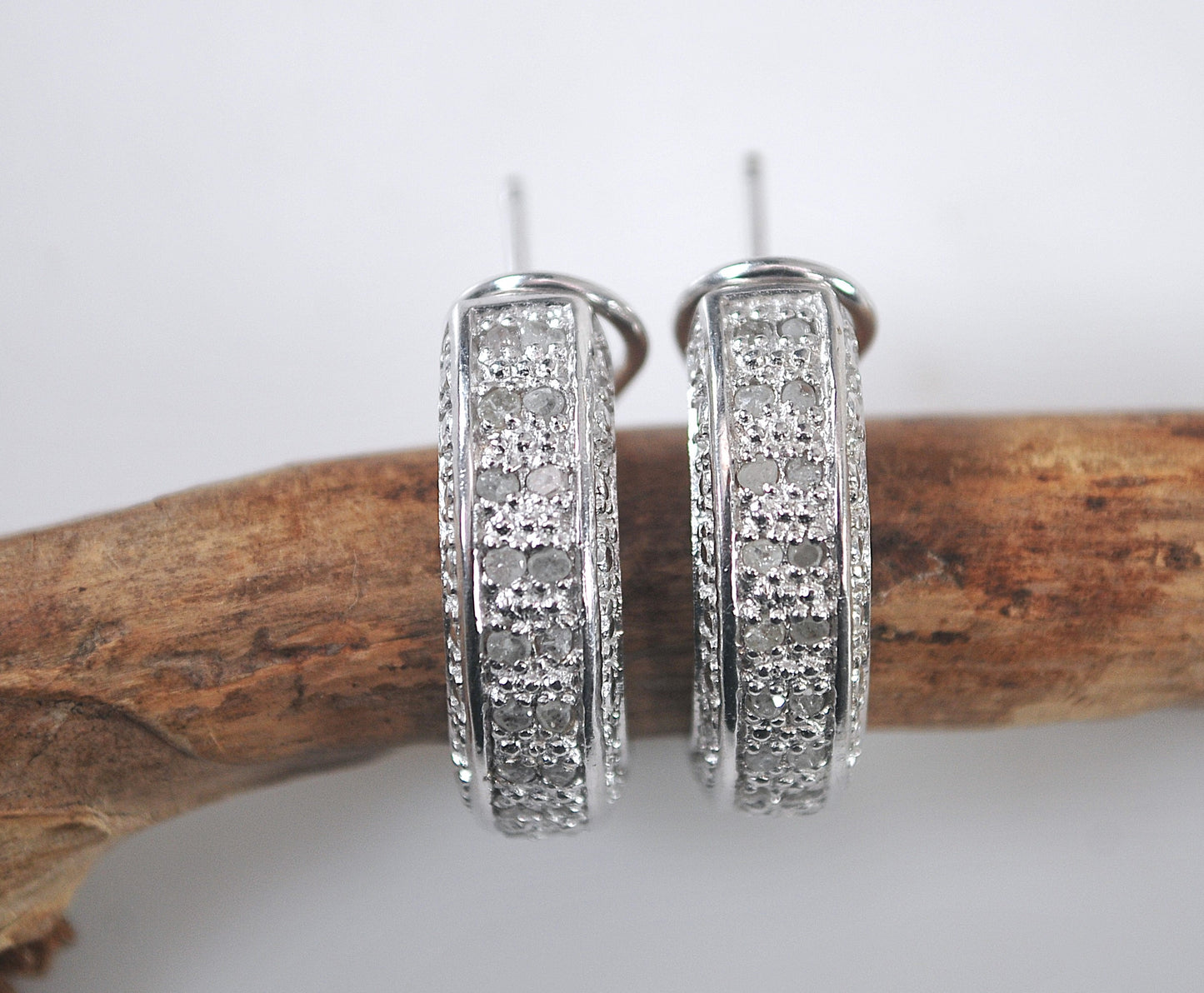 Missing Stones - DBJ Sterling Silver Genuine Diamond Hoop Earrings
