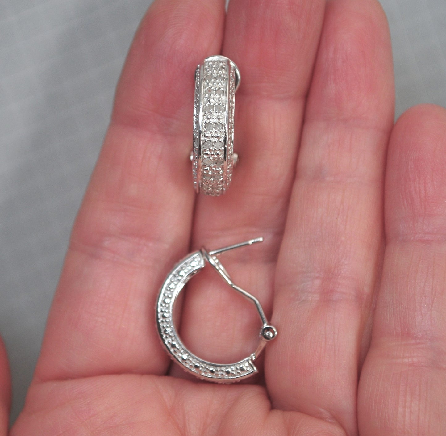 Missing Stones - DBJ Sterling Silver Genuine Diamond Hoop Earrings