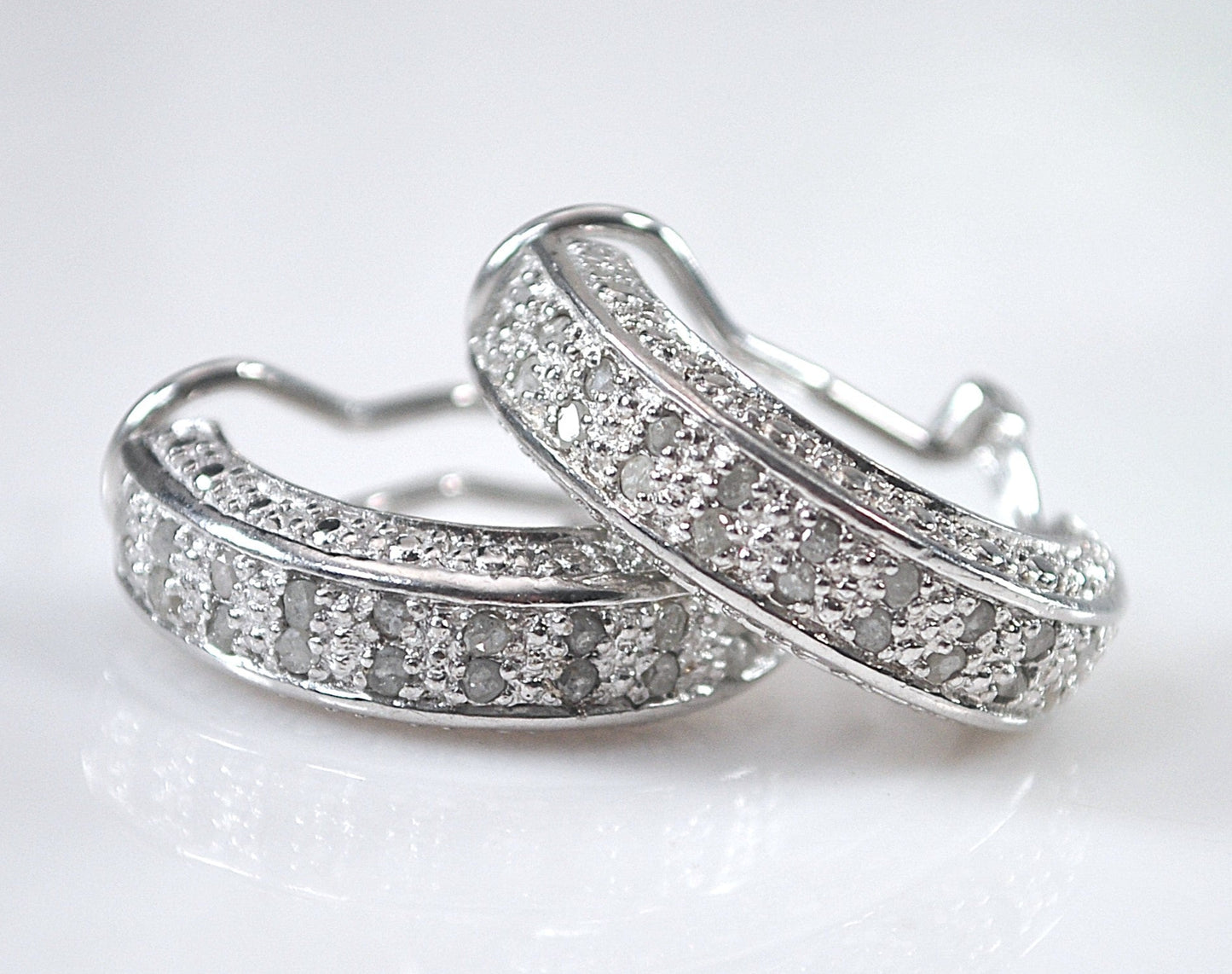 Missing Stones - DBJ Sterling Silver Genuine Diamond Hoop Earrings