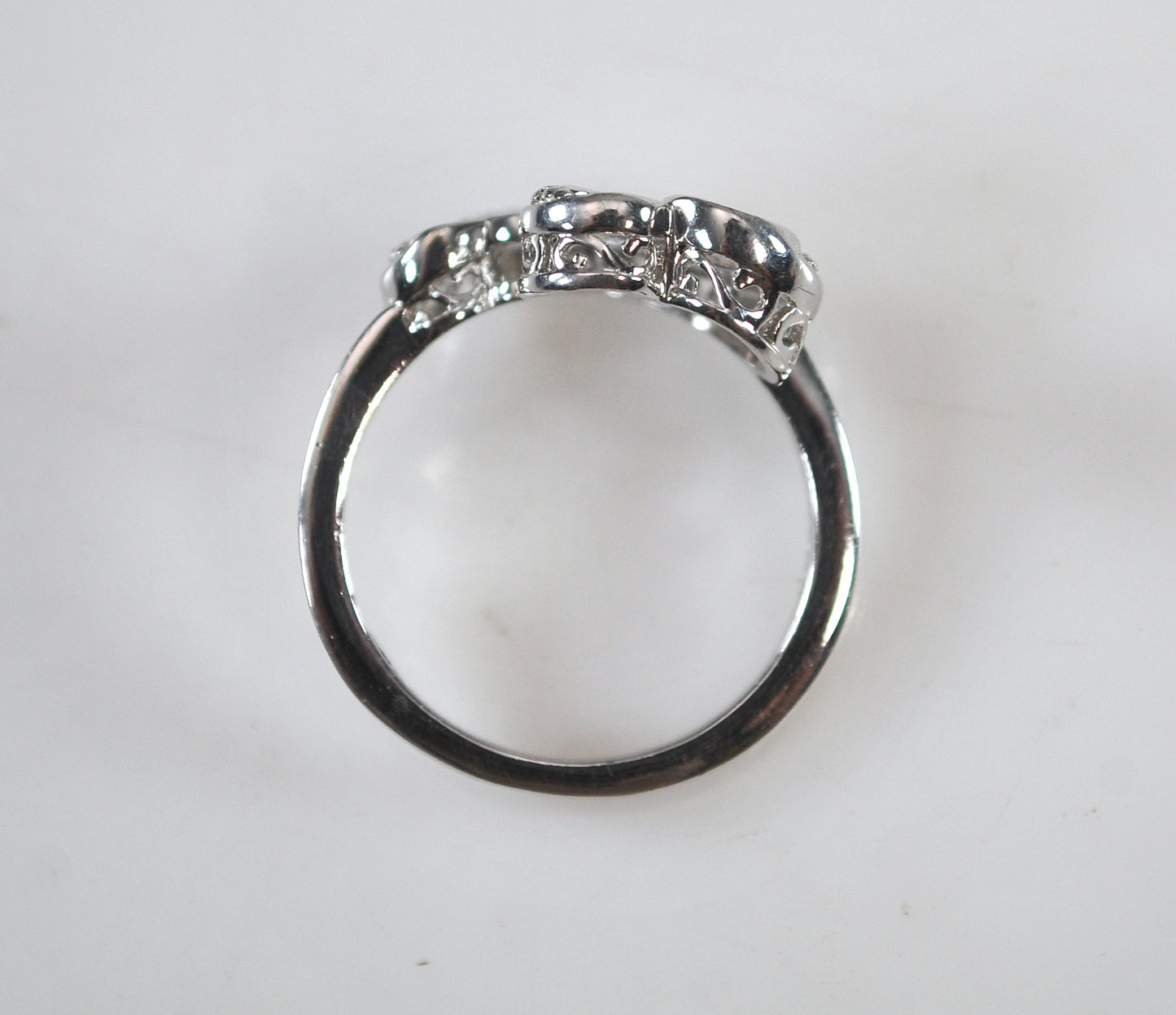 Sterling Silver Genuine Diamond Double Heart Ring