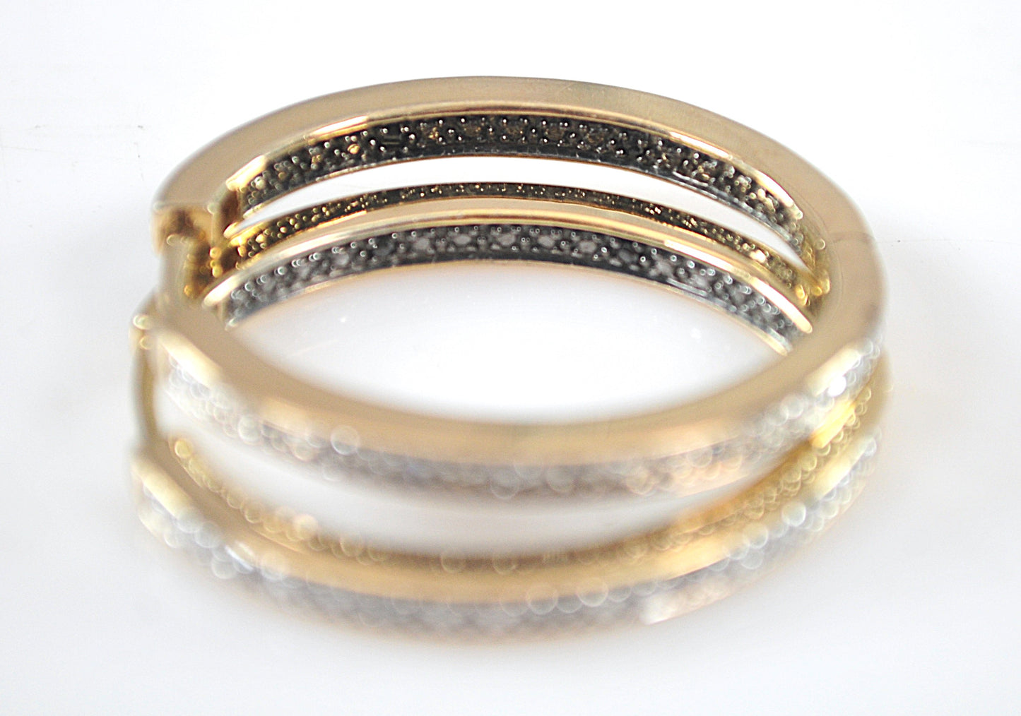Signed Gold over Sterling Silver Black White Diamond Inside Out Hoop Earrings
