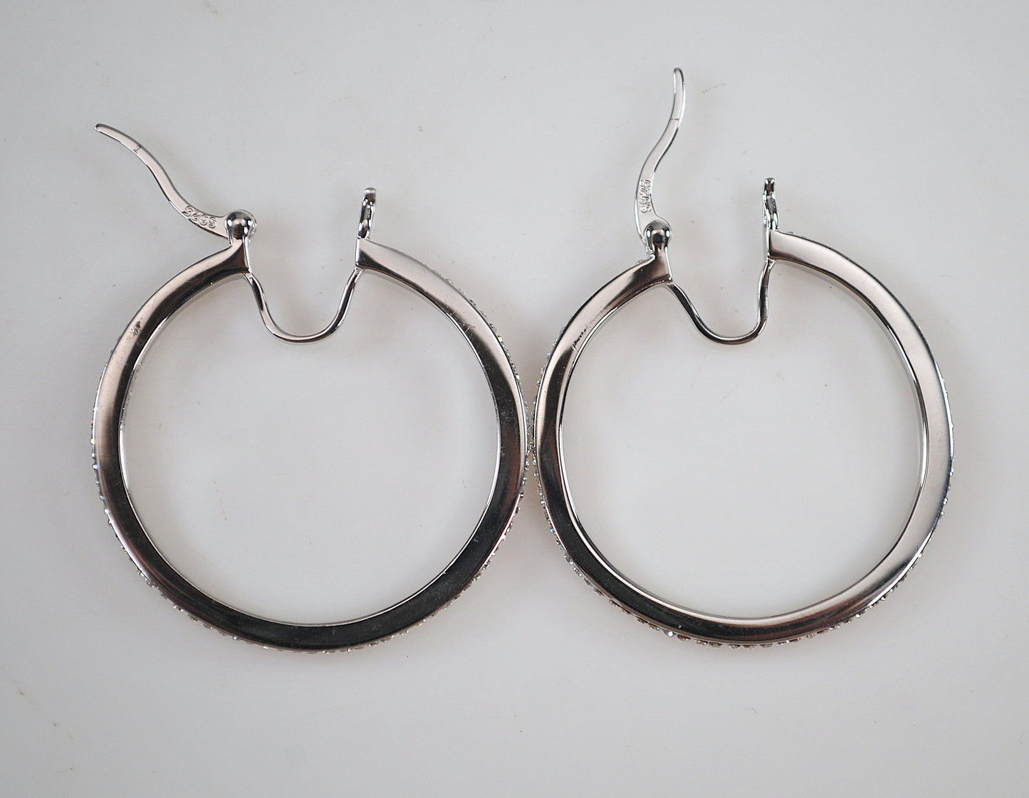 Large Sterling Silver CZ Hoop Earrings