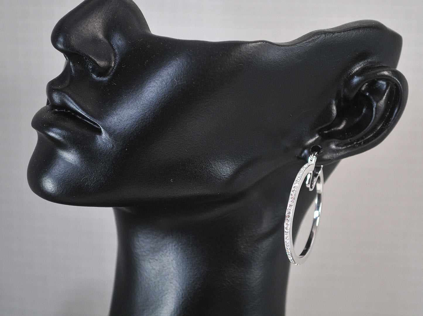 Large Sterling Silver CZ Hoop Earrings