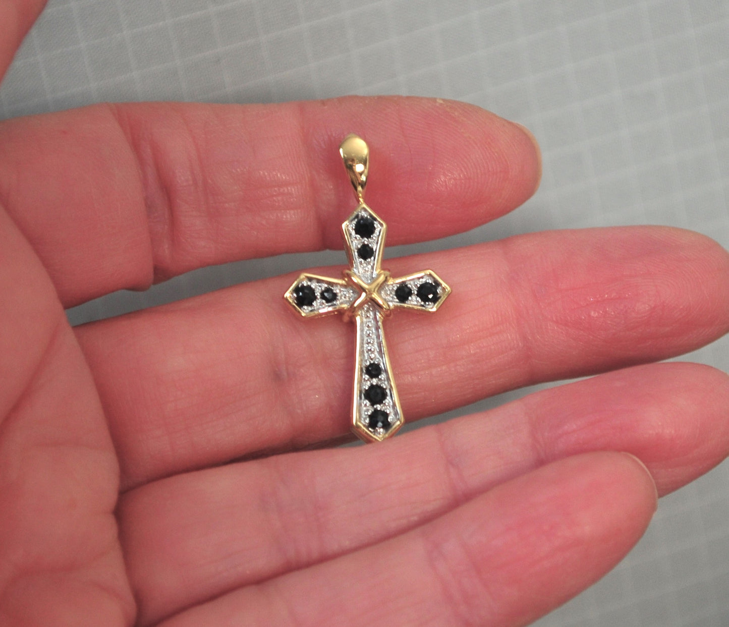 Signed 925 Sapphire Cross Pendant