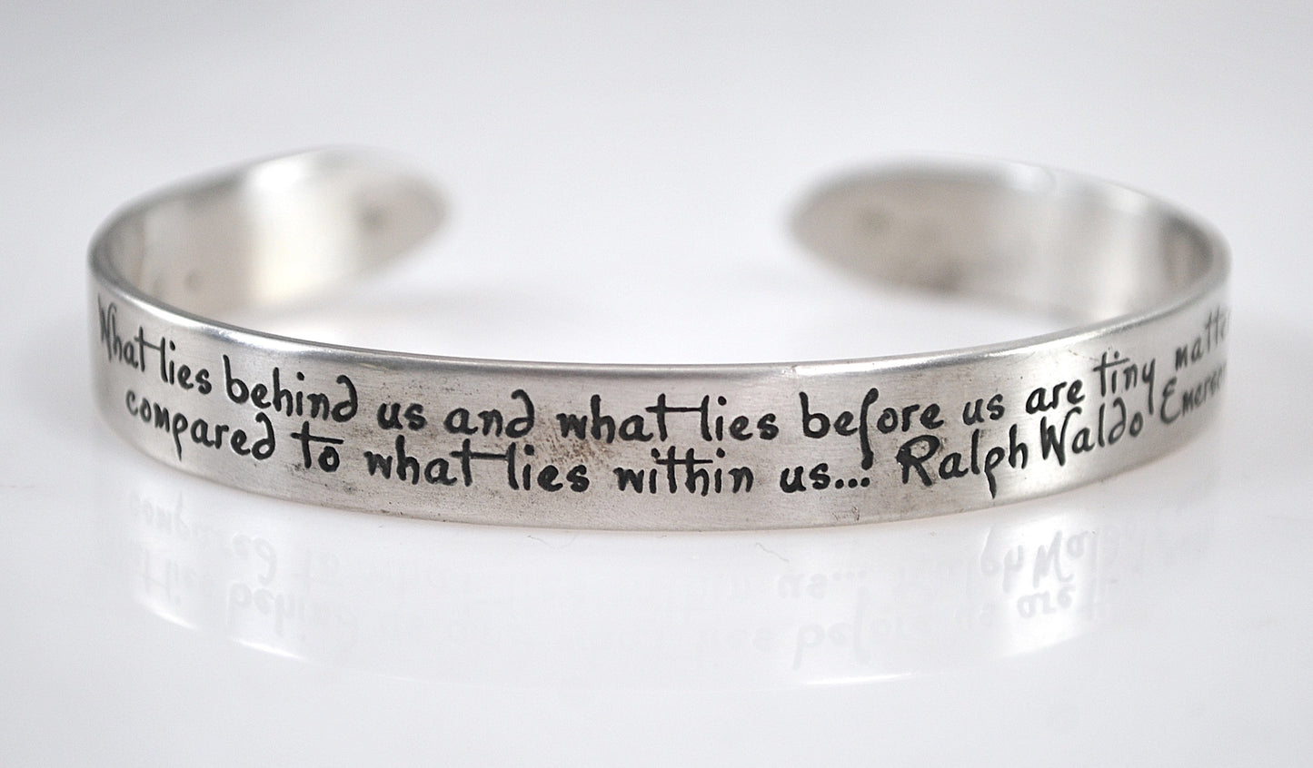 925 DVB Laurel Elliot Ralph Waldo Emerson Quote Cuff Bracelet