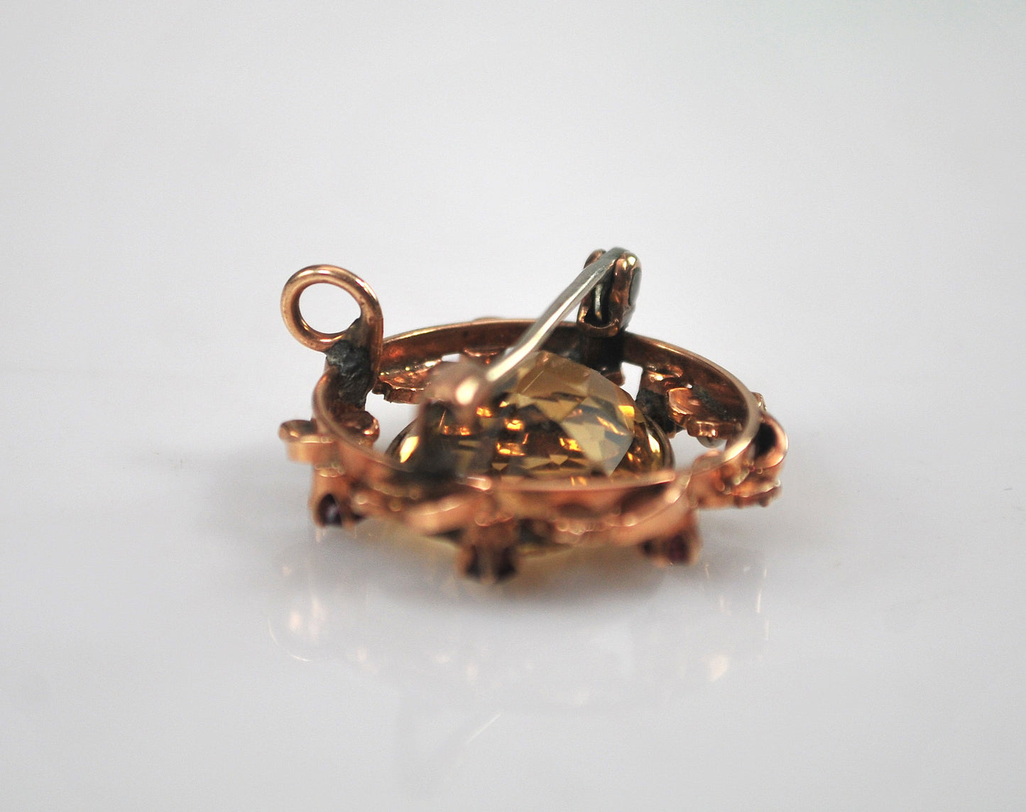 Antique 10K Gold Citrine Brooch Pendant