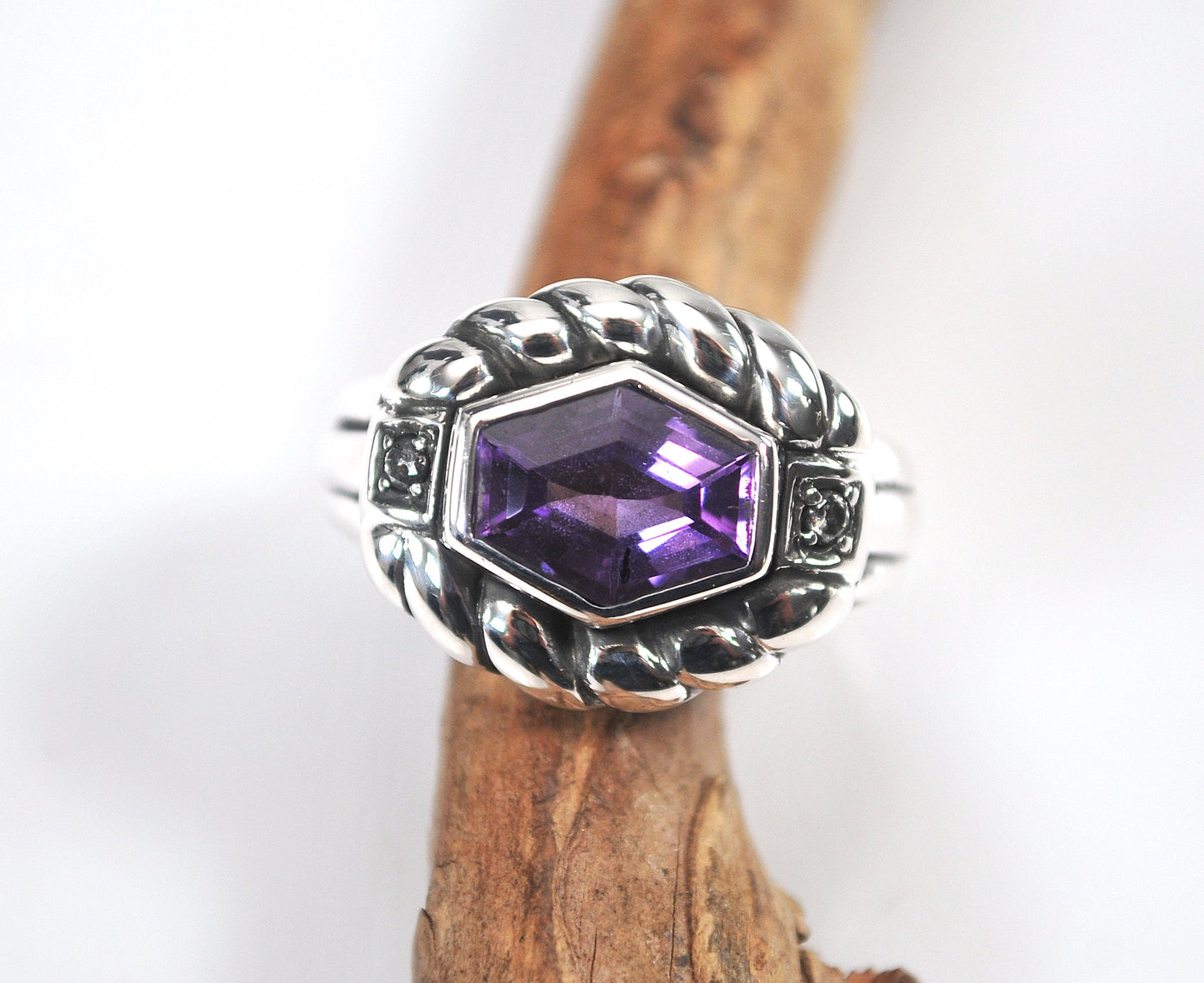 Judith Ripka Sterling Silver Amethyst Ring