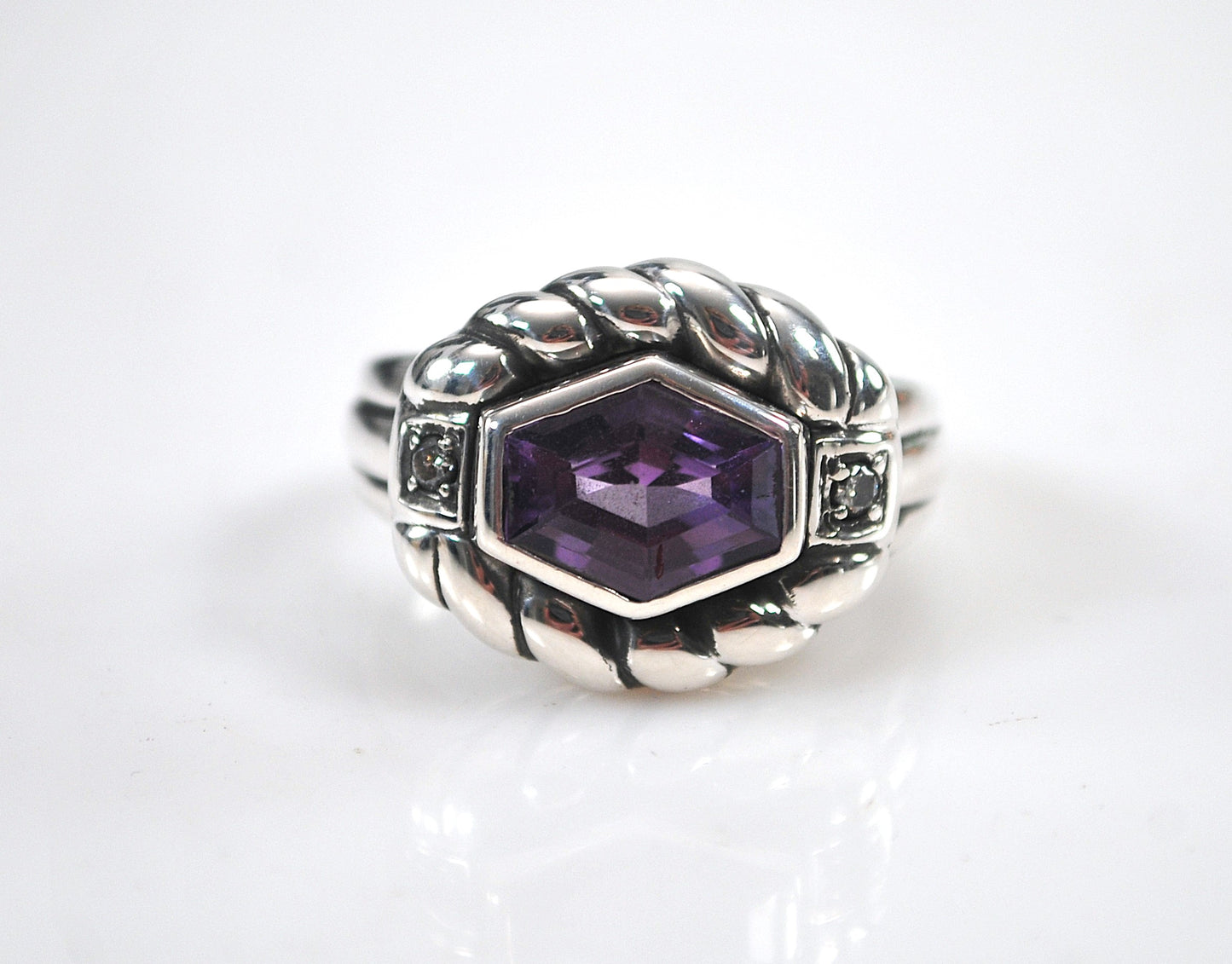 Judith Ripka Sterling Silver Amethyst Ring