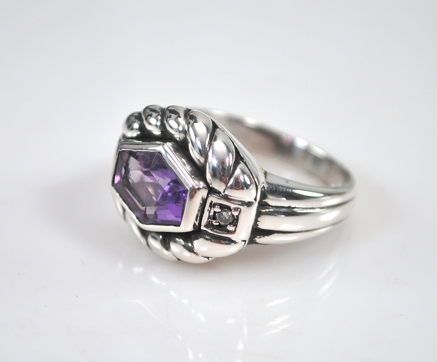 Judith Ripka Sterling Silver Amethyst Ring
