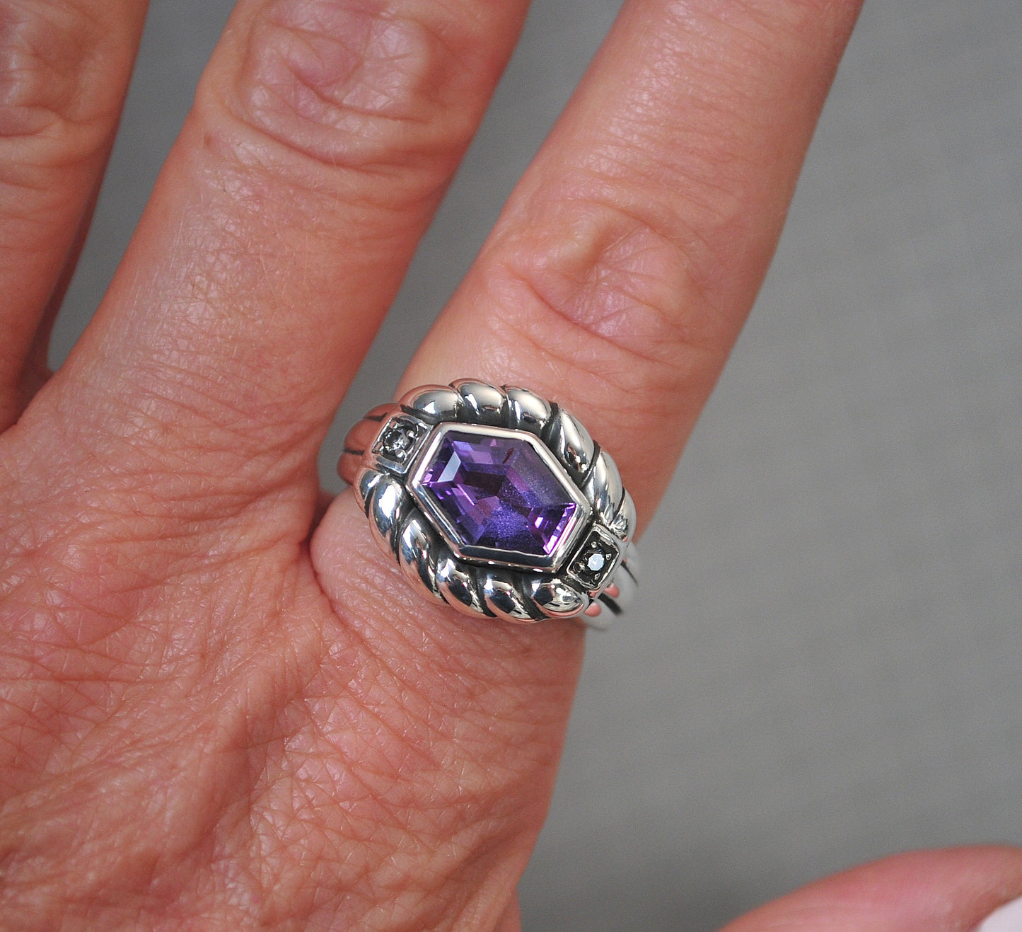 Judith Ripka Sterling Silver Amethyst Ring