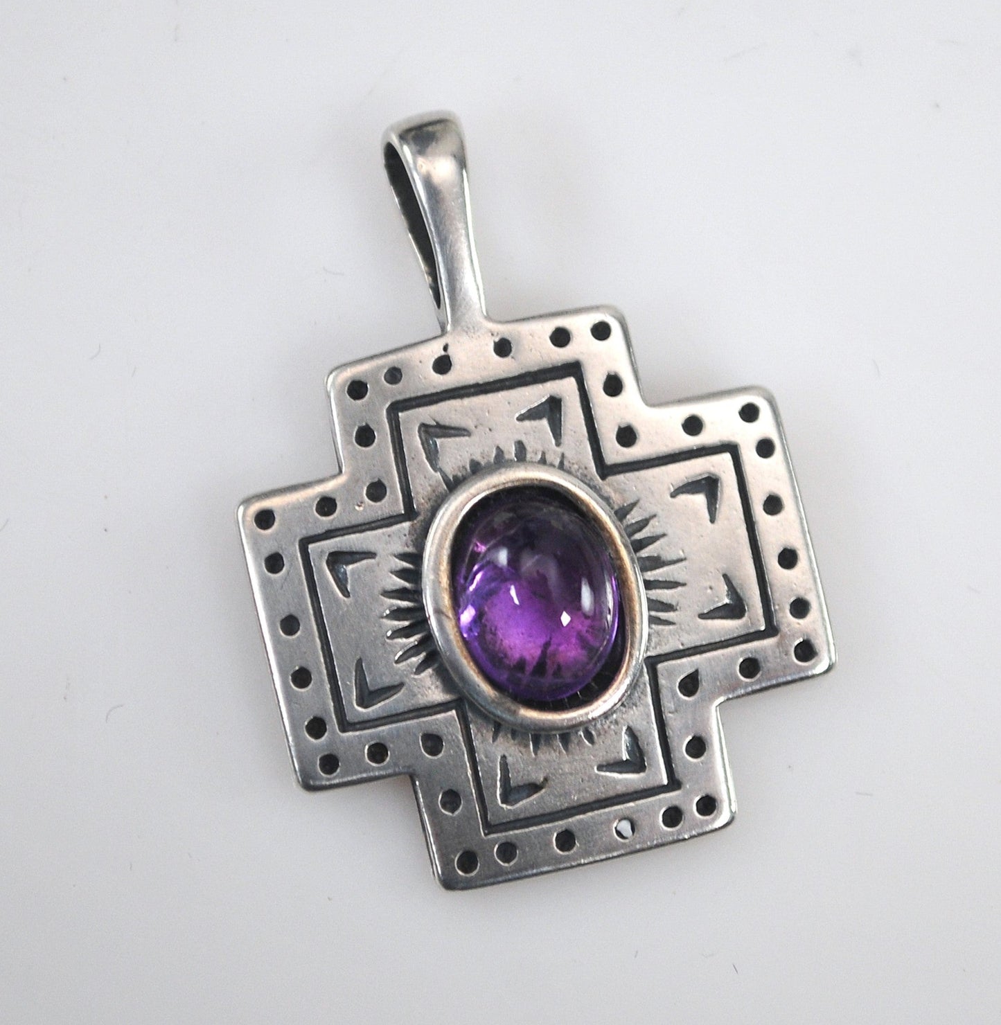 Clyde Duneier Sterling Silver Amethyst Cross Pendant