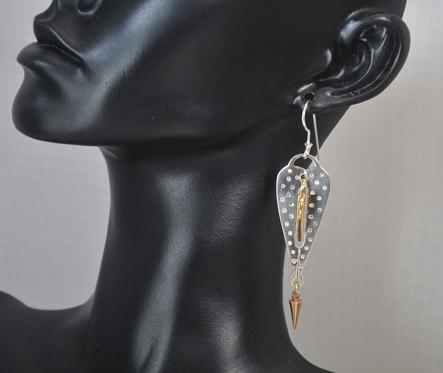 Signed Sterling Silver Long Heart Earrings