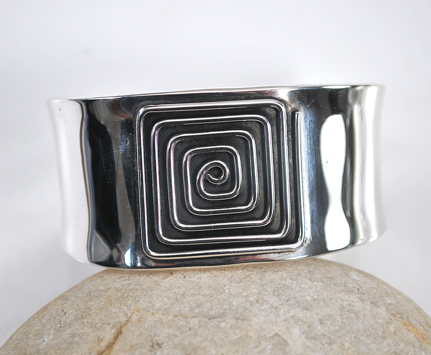 Wide Mexico CII Sterling Silver Cuff Bracelet