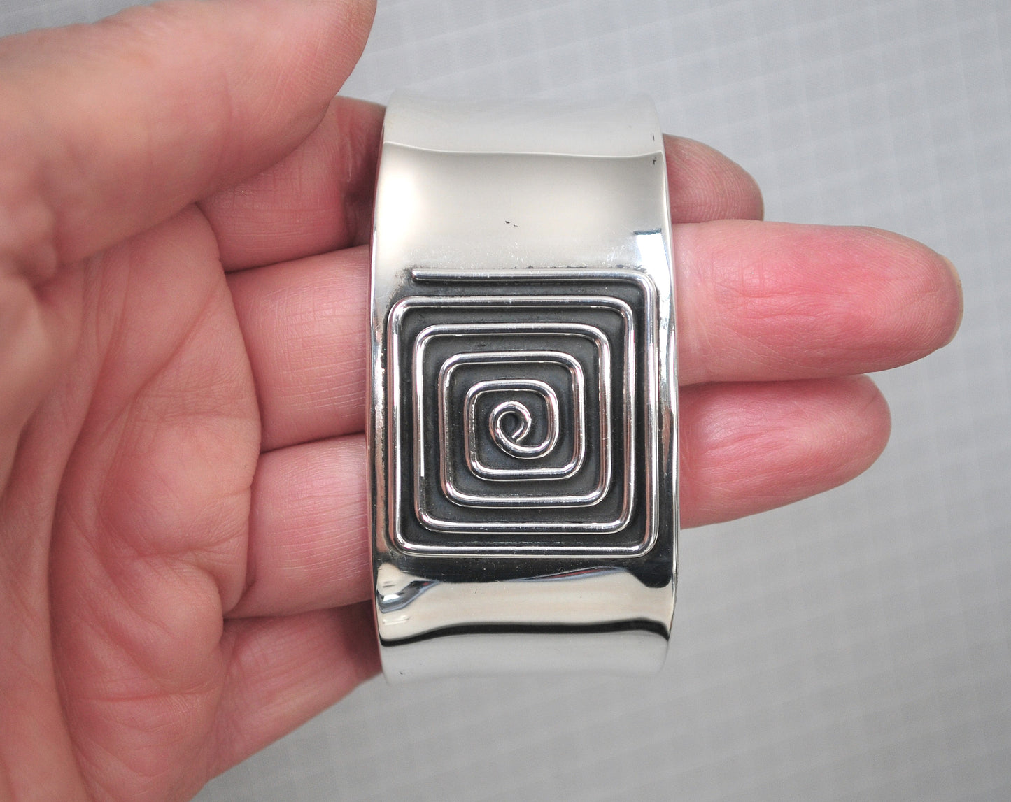 Wide Mexico CII Sterling Silver Cuff Bracelet