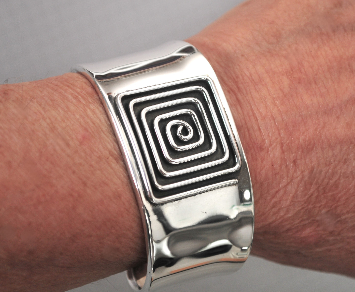 Wide Mexico CII Sterling Silver Cuff Bracelet