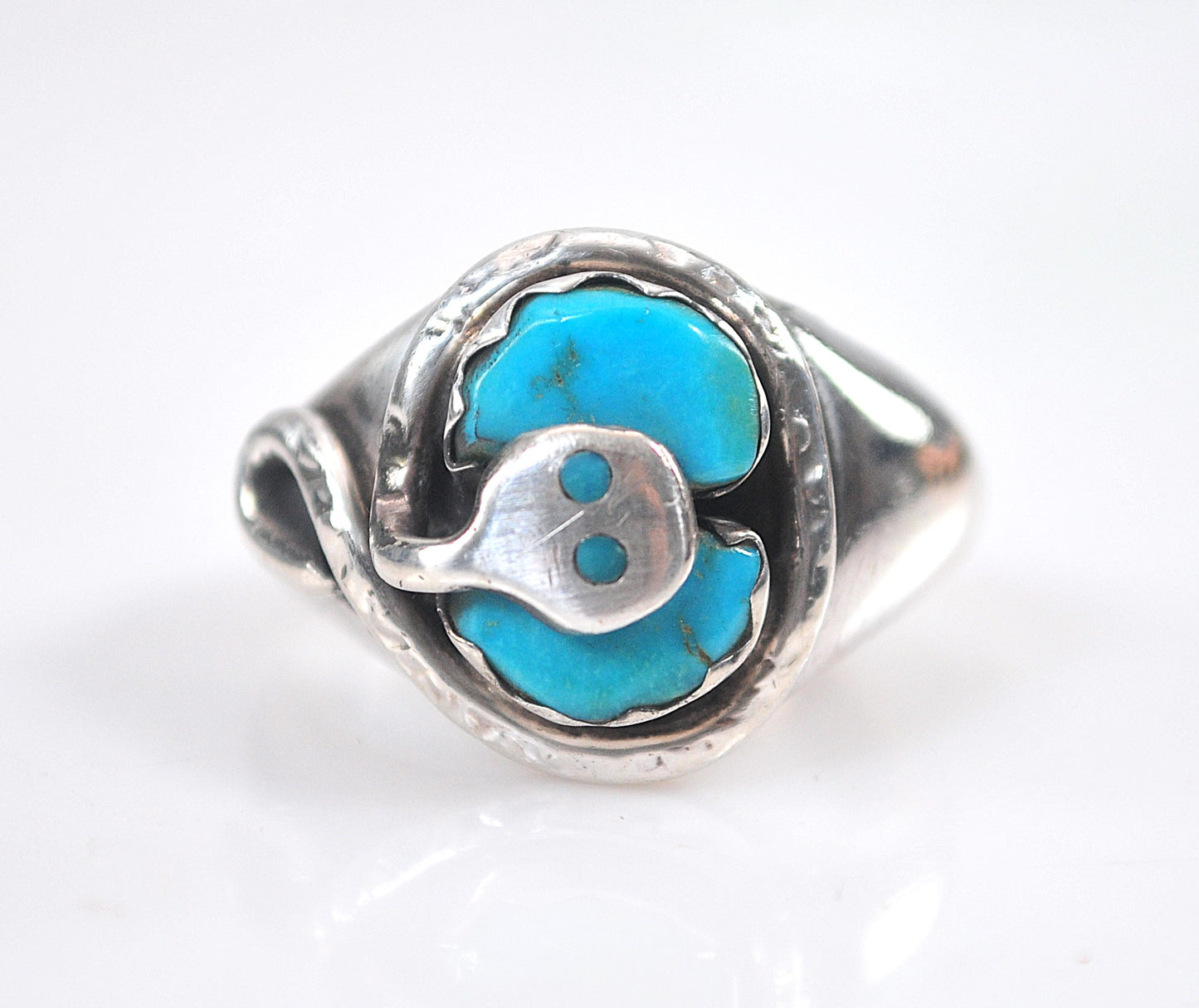 Effie C. Zuni Sterling Silver Turquoise Snake Ring